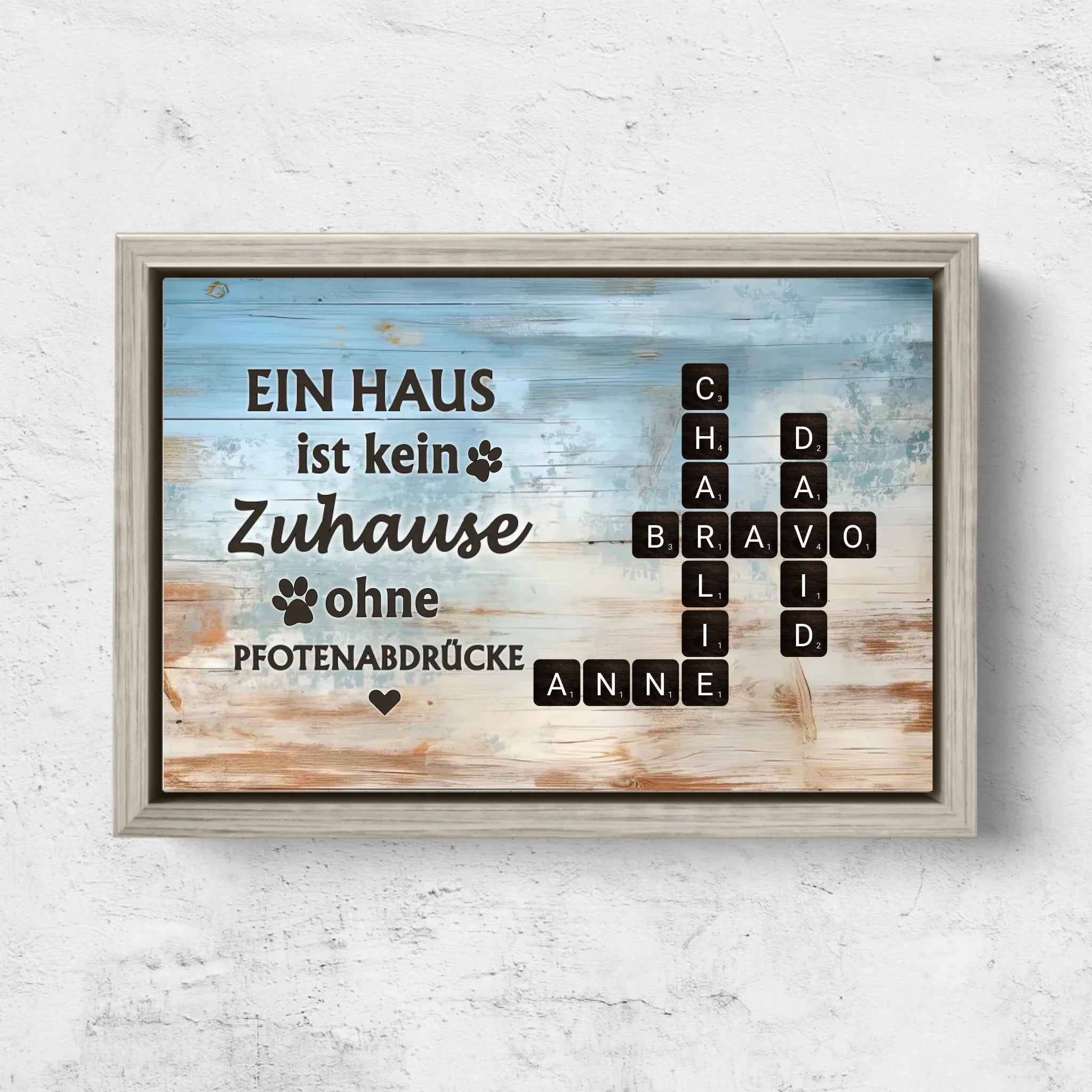 Personalisierte Leinwand "Ein Haus ist kein Zuhause ohne Pfotenabdrücke"