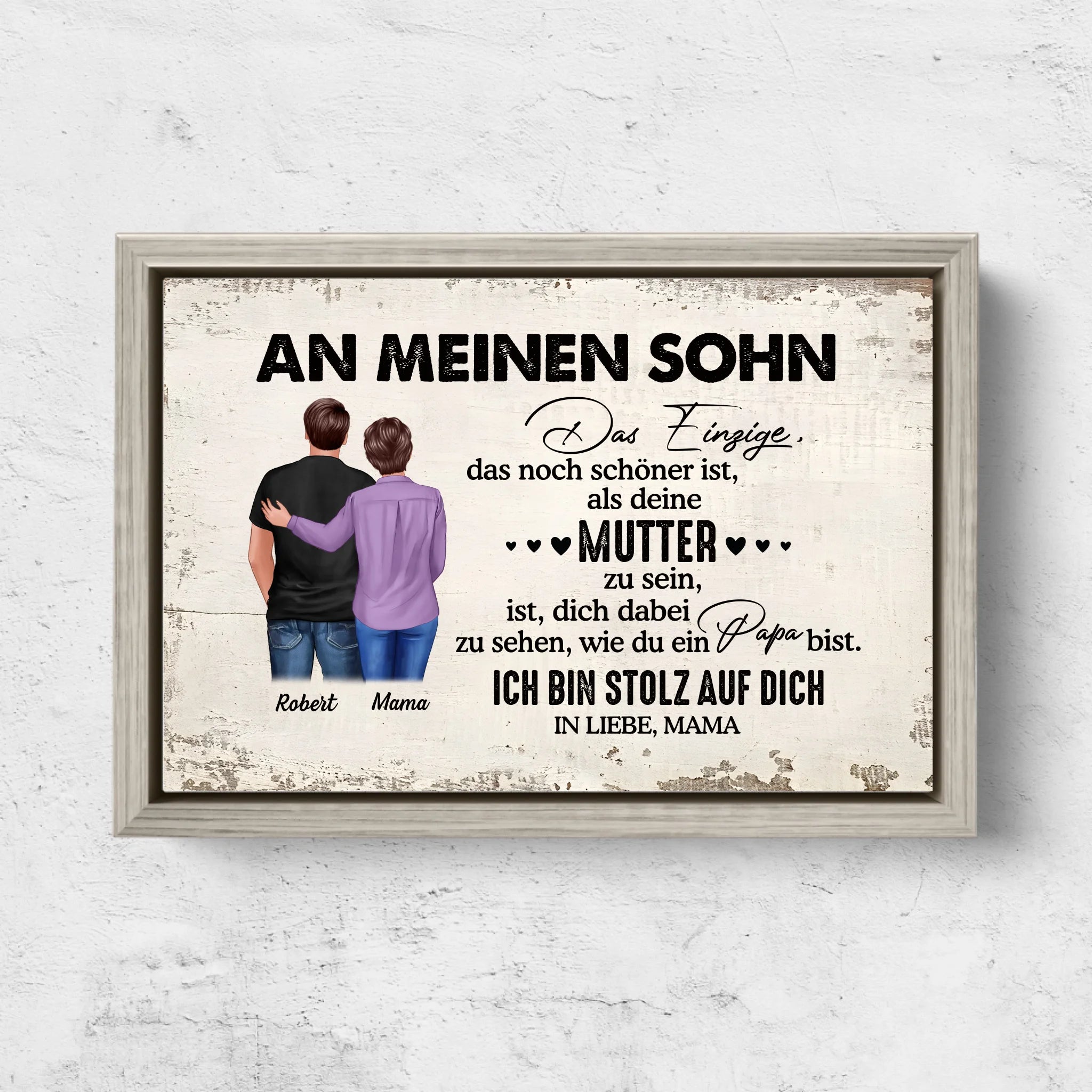 Personalisierte Leinwand "Von Mutter zu Sohn - Vatertagsgeschenk"