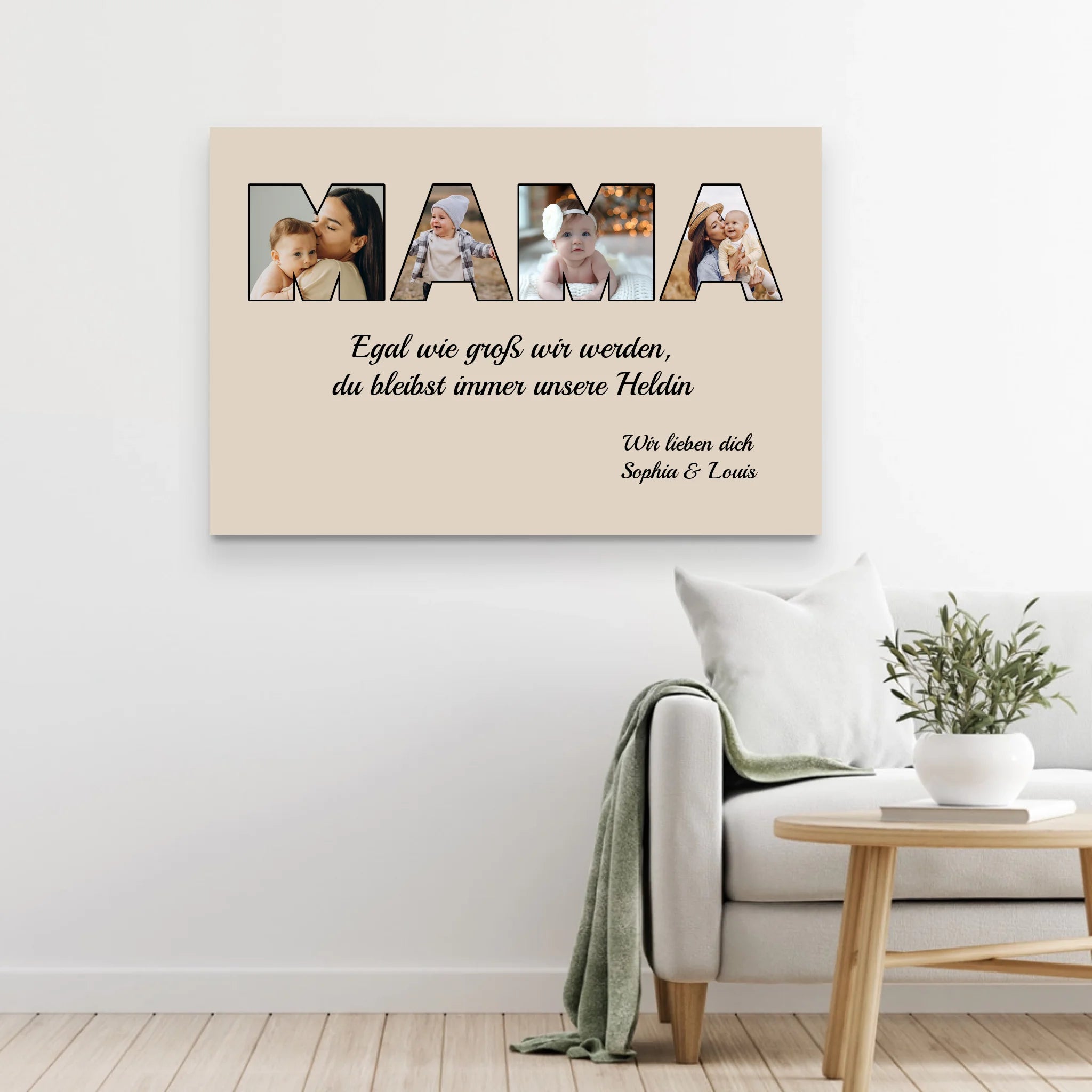 Personalisierte Leinwand "Mama bleibt meine Heldin"