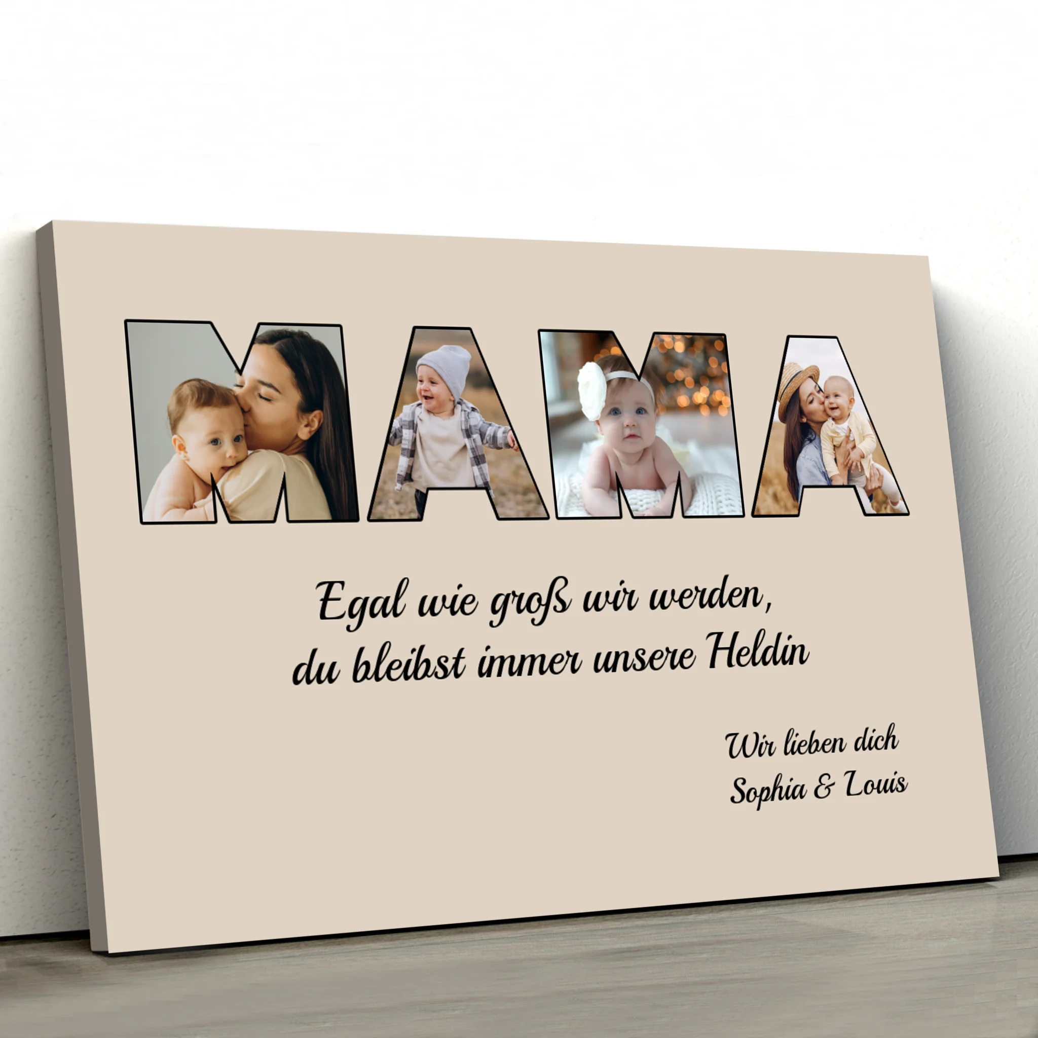 Personalisierte Leinwand "Mama bleibt meine Heldin"