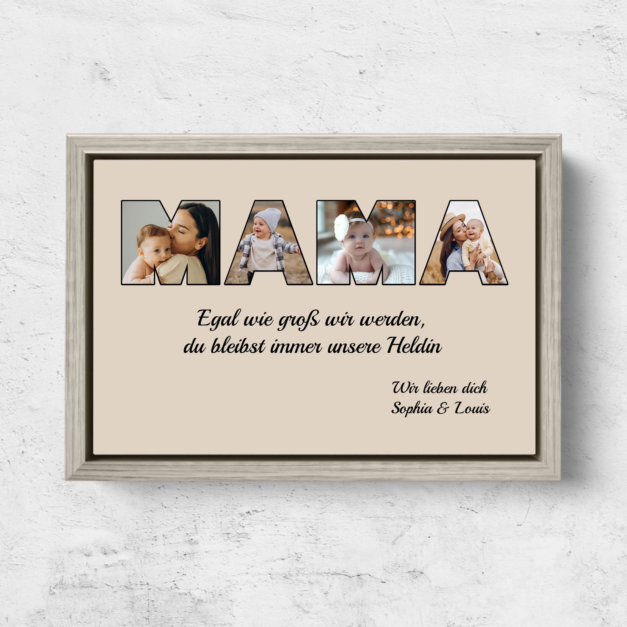 Personalisierte Leinwand "Mama bleibt meine Heldin"