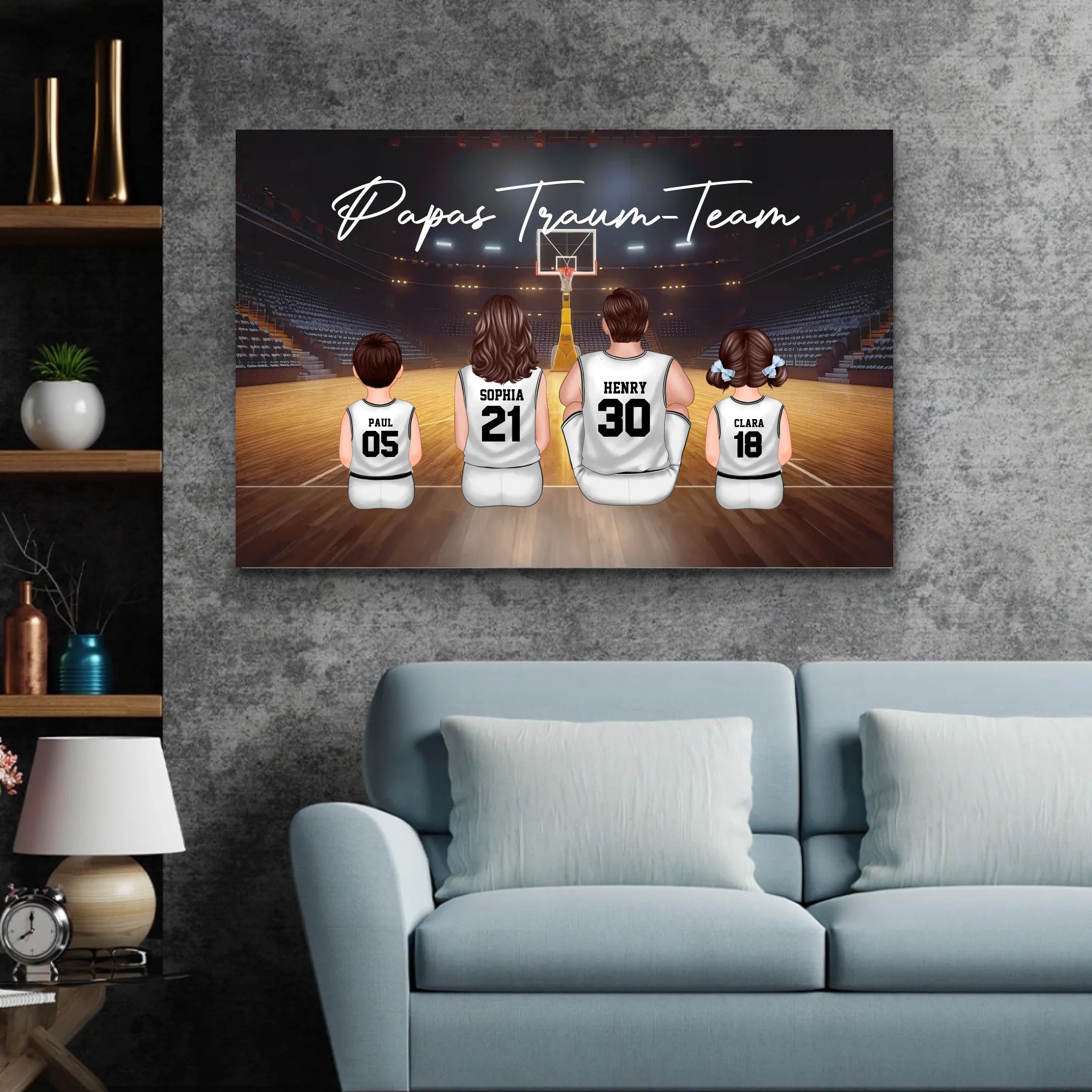 Personalisierte Leinwand "Papas Traum-Team - Basketball"