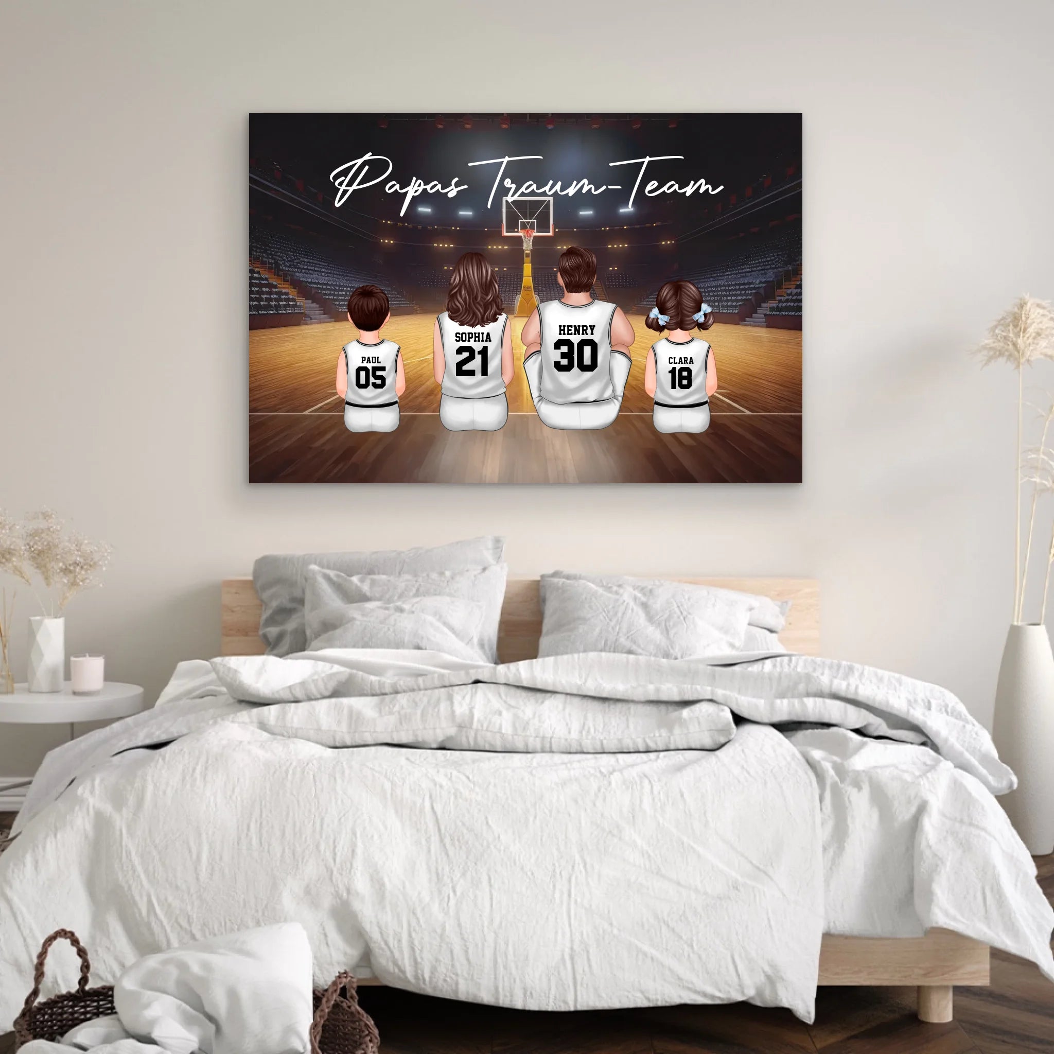Personalisierte Leinwand "Papas Traum-Team - Basketball"