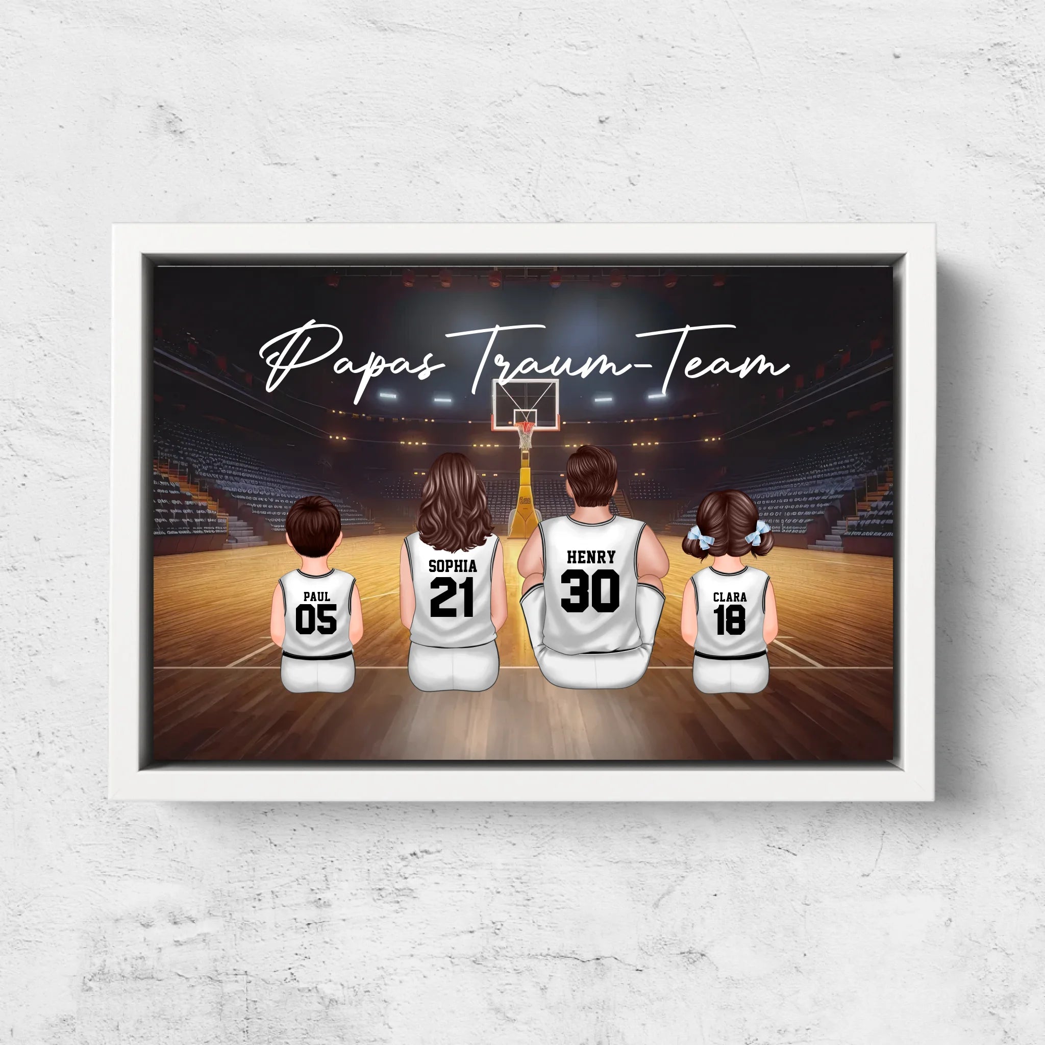 Personalisierte Leinwand "Papas Traum-Team - Basketball"