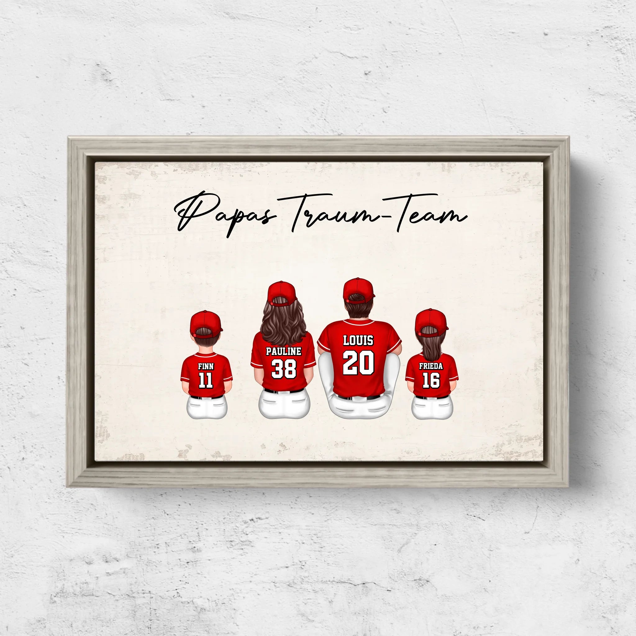 Personalisierte Leinwand "Papas Traum-Team - Baseball"