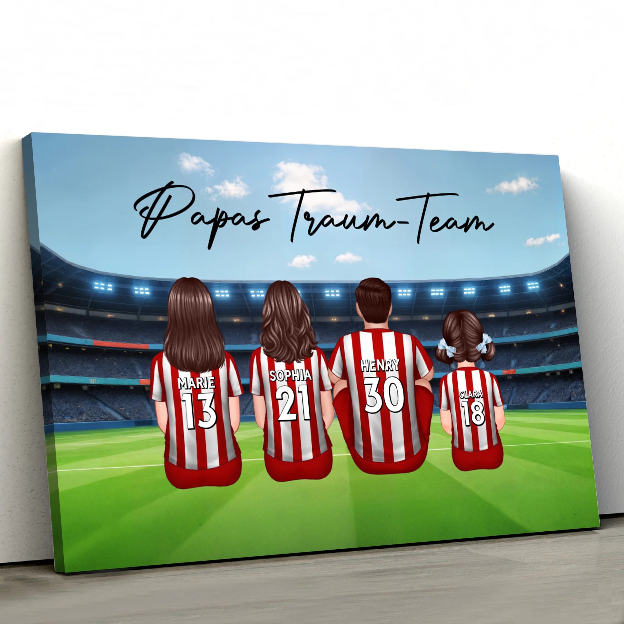 Personalisierte Leinwand "Papas Traum-Team - Fußball"