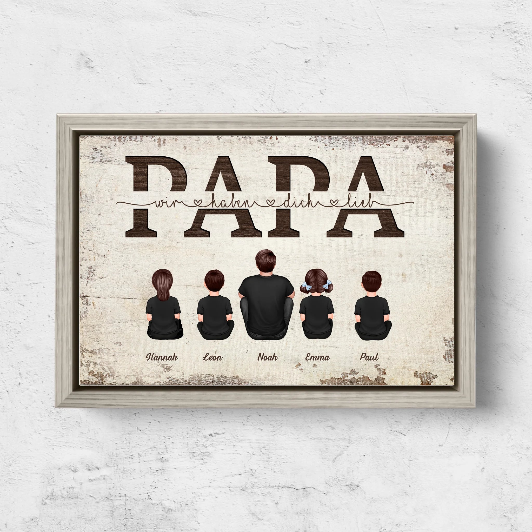 Personalisierte Leinwand "Papa, wir haben dich lieb - Mit Familienmitgliedern"