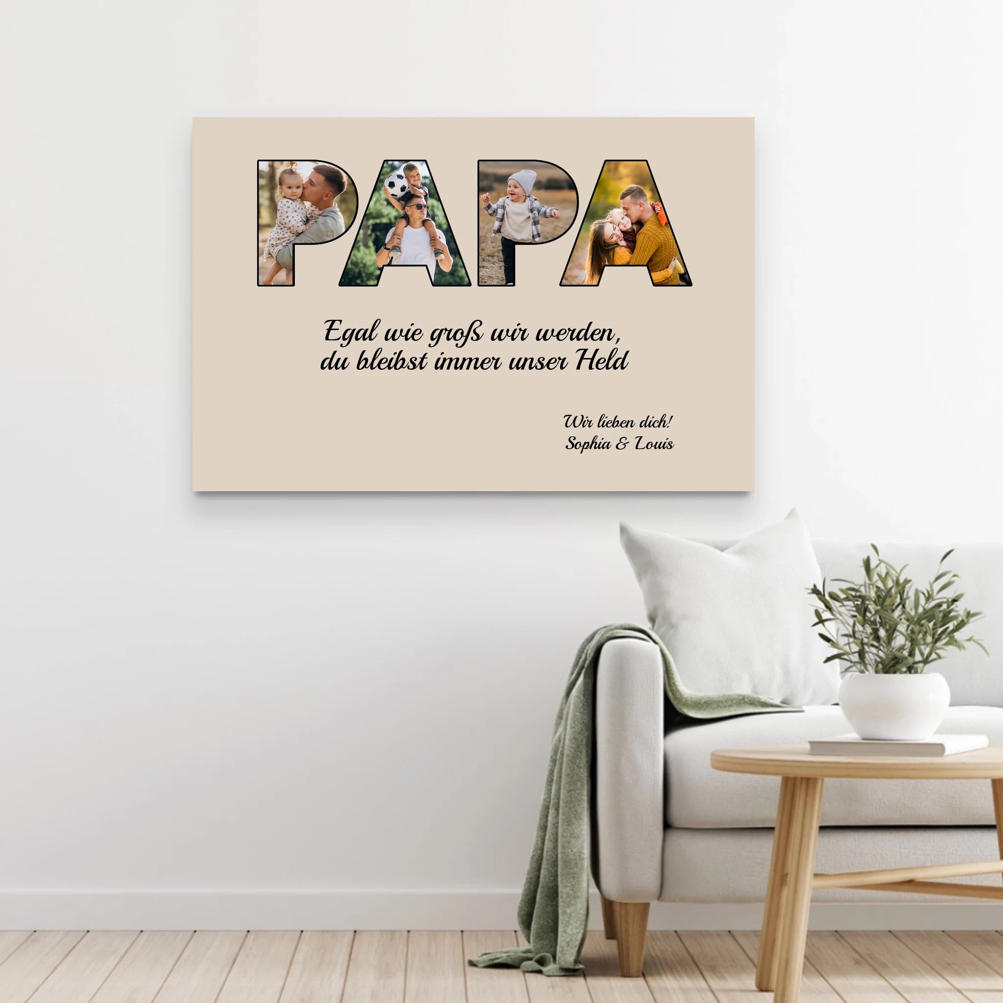 Personalisierte Leinwand "Papa bleibt mein Held"