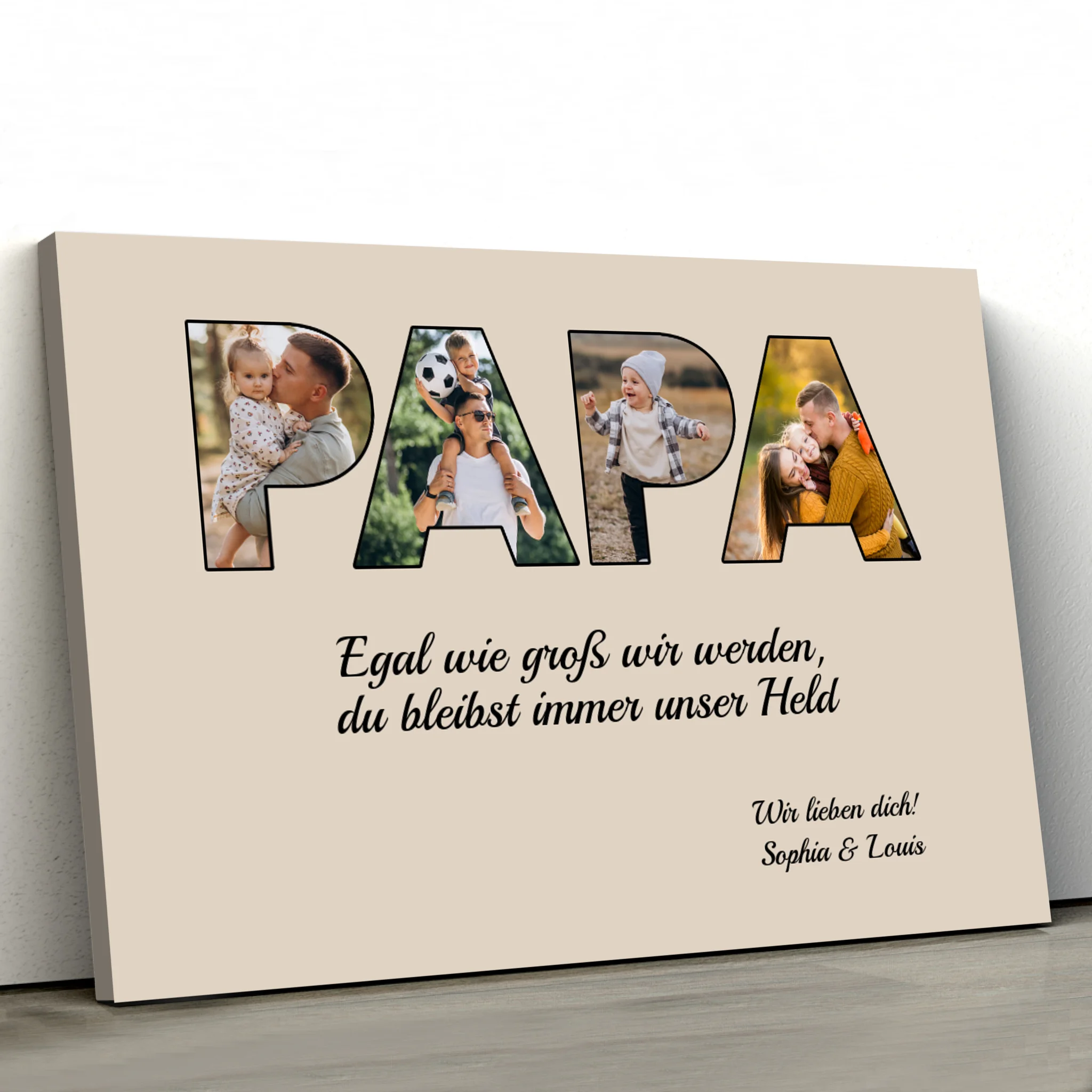 Personalisierte Leinwand "Papa bleibt mein Held"