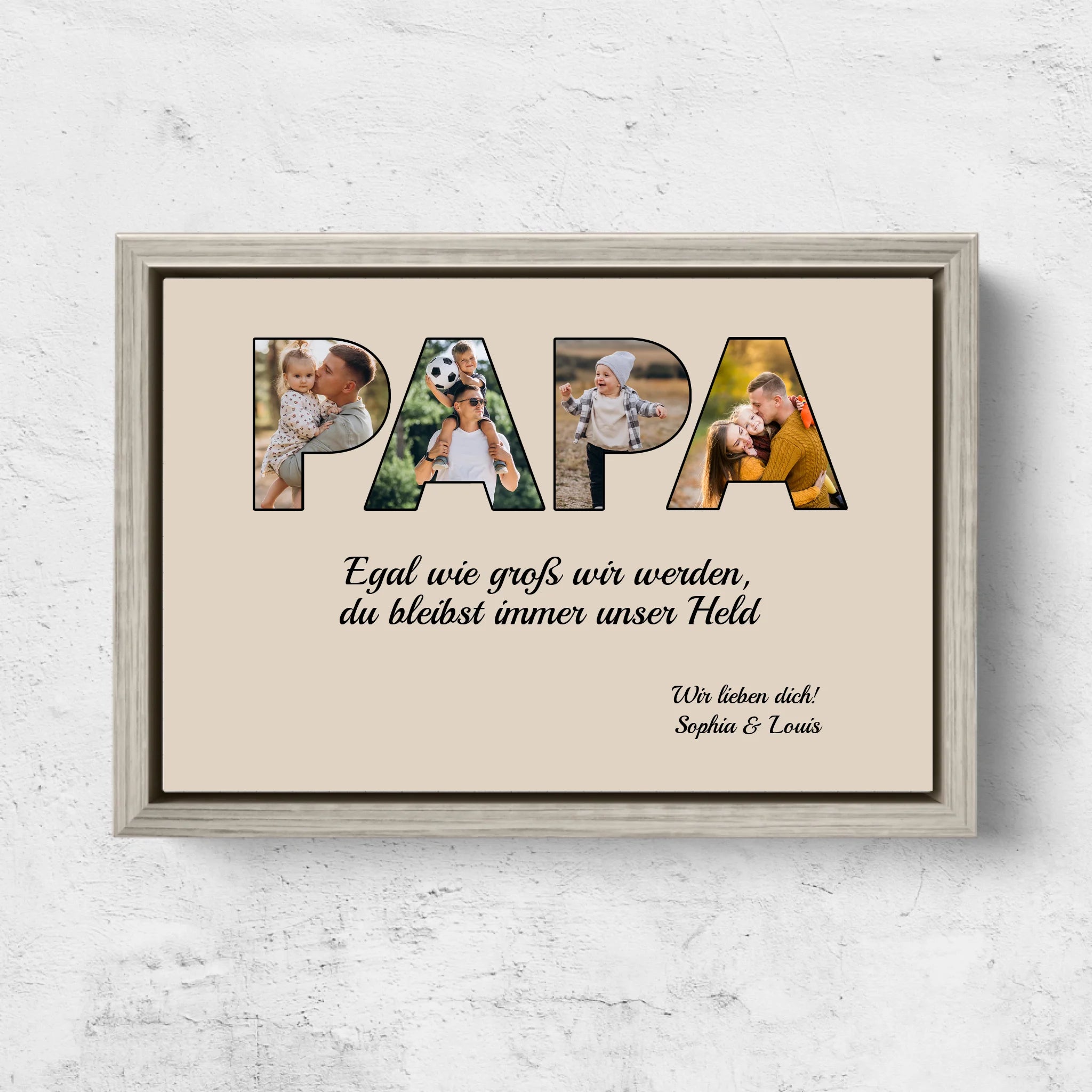 Personalisierte Leinwand "Papa bleibt mein Held"
