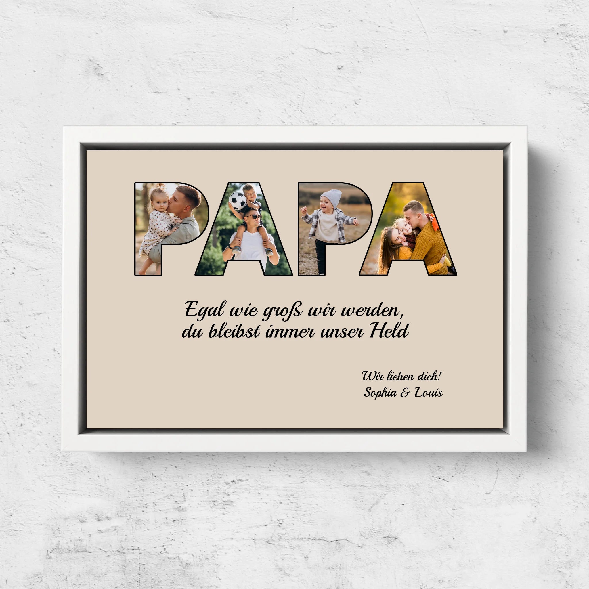 Personalisierte Leinwand "Papa bleibt mein Held"