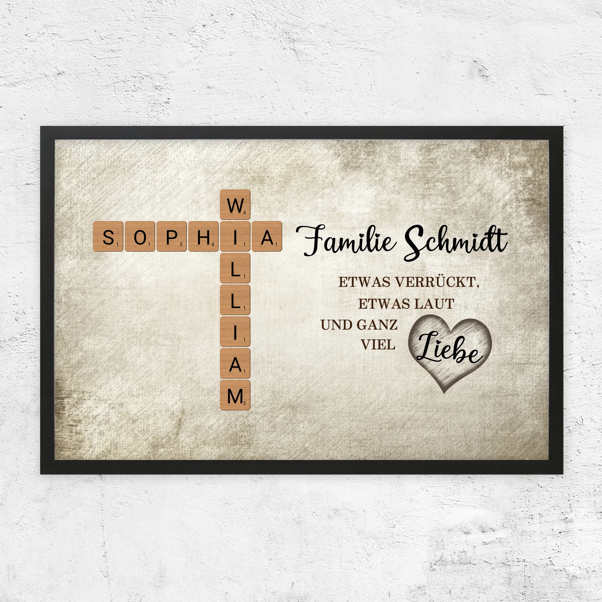 Personalisiertes Poster "Etwas verrückt, etwas laut und ganz viel Liebe - Kreuzworträtsel"