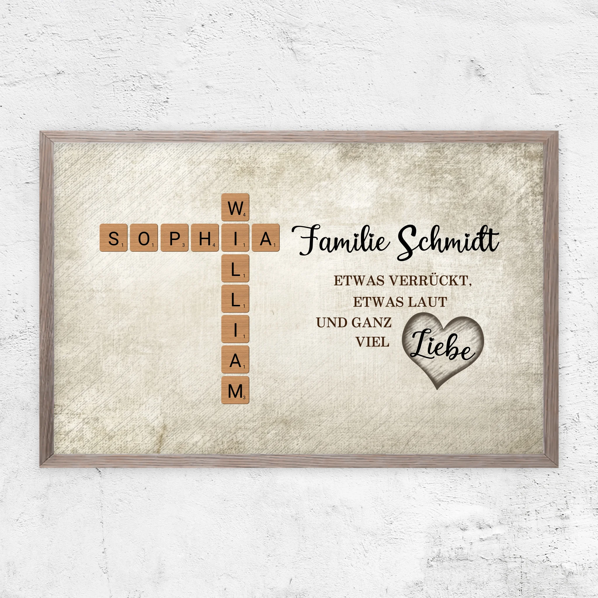 Personalisiertes Poster "Etwas verrückt, etwas laut und ganz viel Liebe - Kreuzworträtsel"