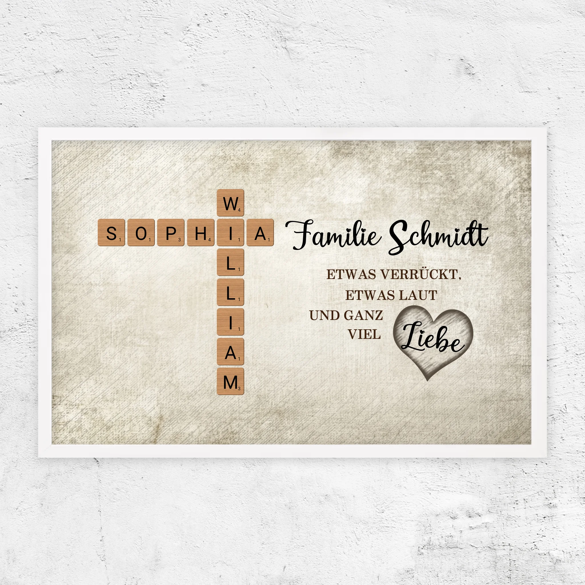 Personalisiertes Poster "Etwas verrückt, etwas laut und ganz viel Liebe - Kreuzworträtsel"