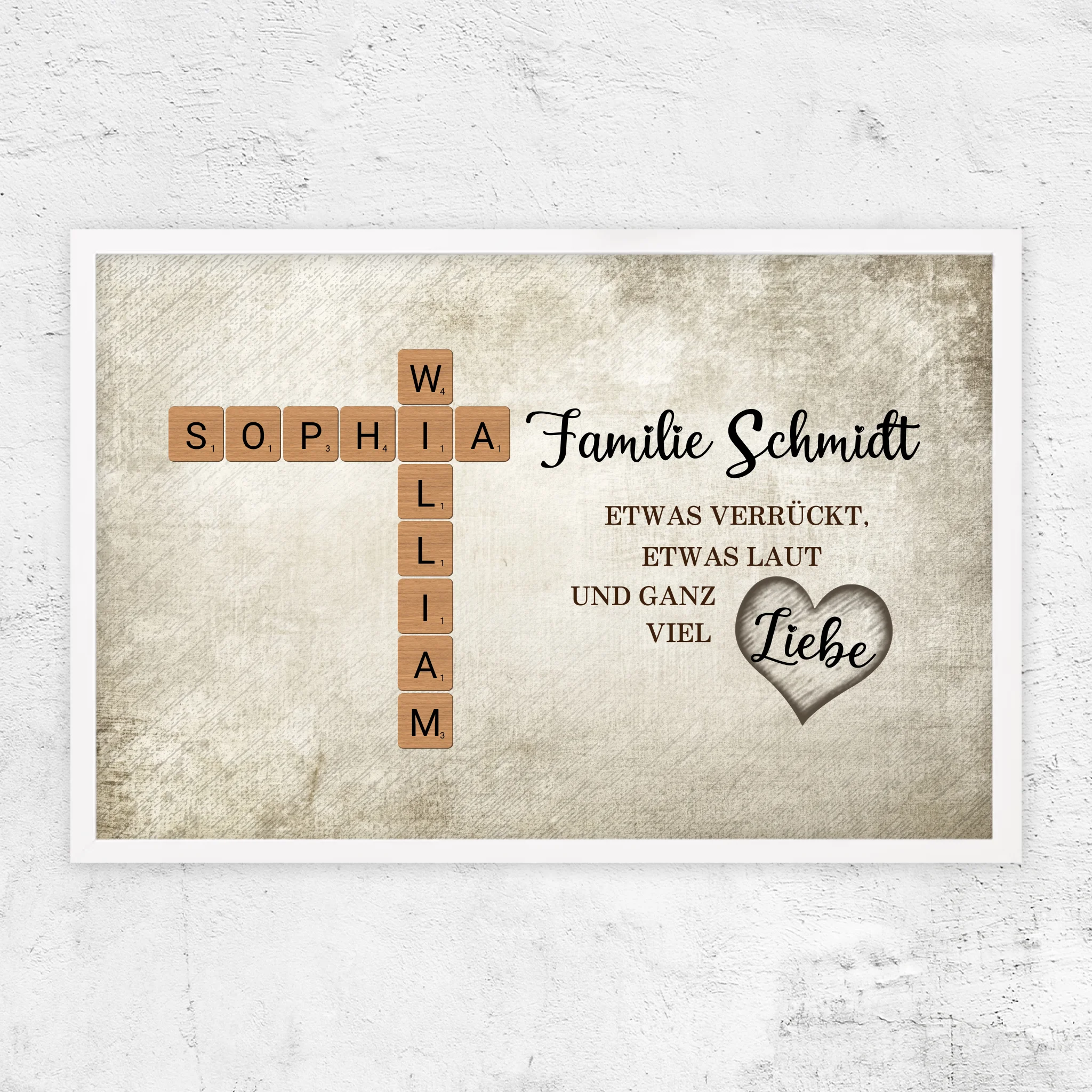 Personalisiertes Poster "Etwas verrückt, etwas laut und ganz viel Liebe - Kreuzworträtsel"