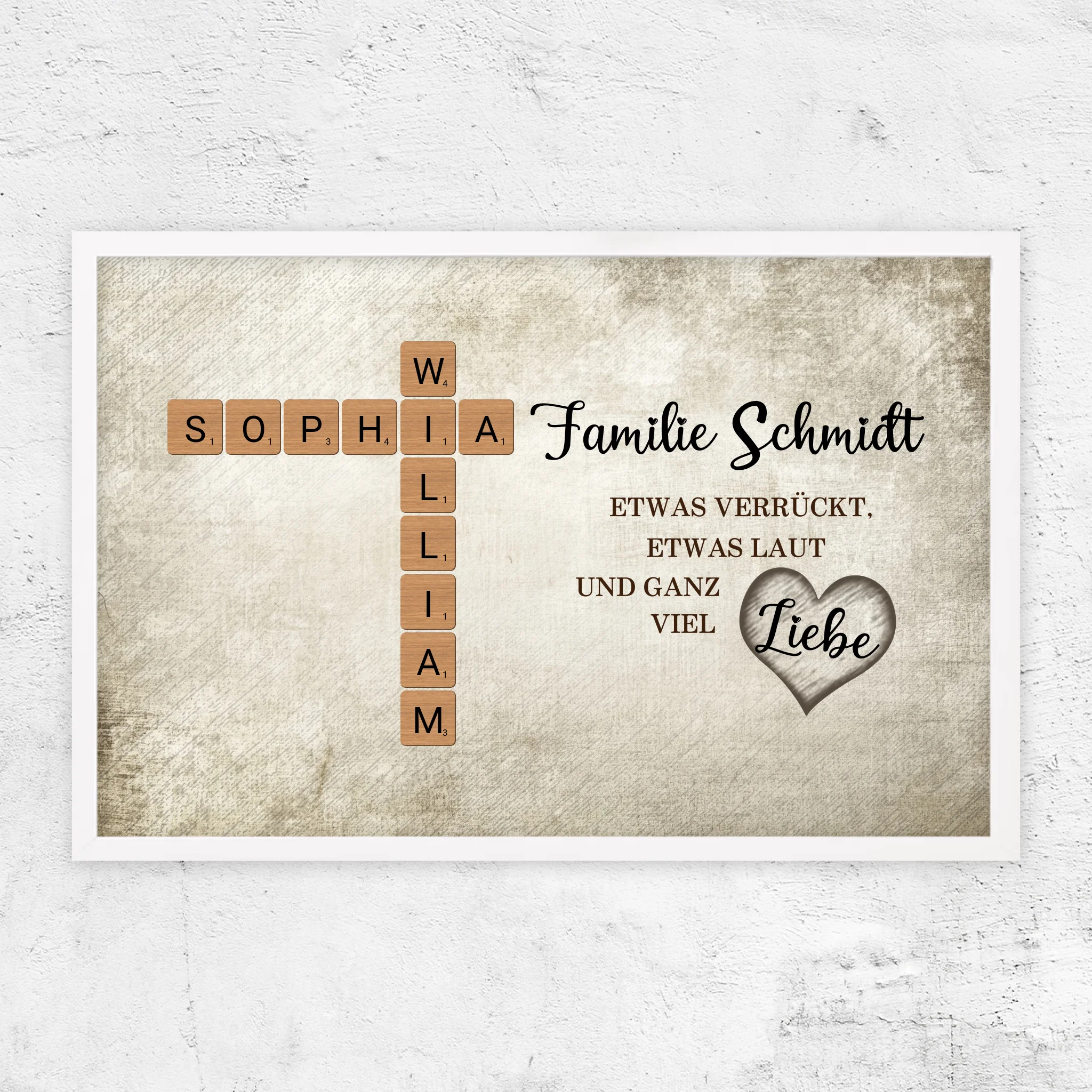 Personalisiertes Poster "Etwas verrückt, etwas laut und ganz viel Liebe - Kreuzworträtsel"