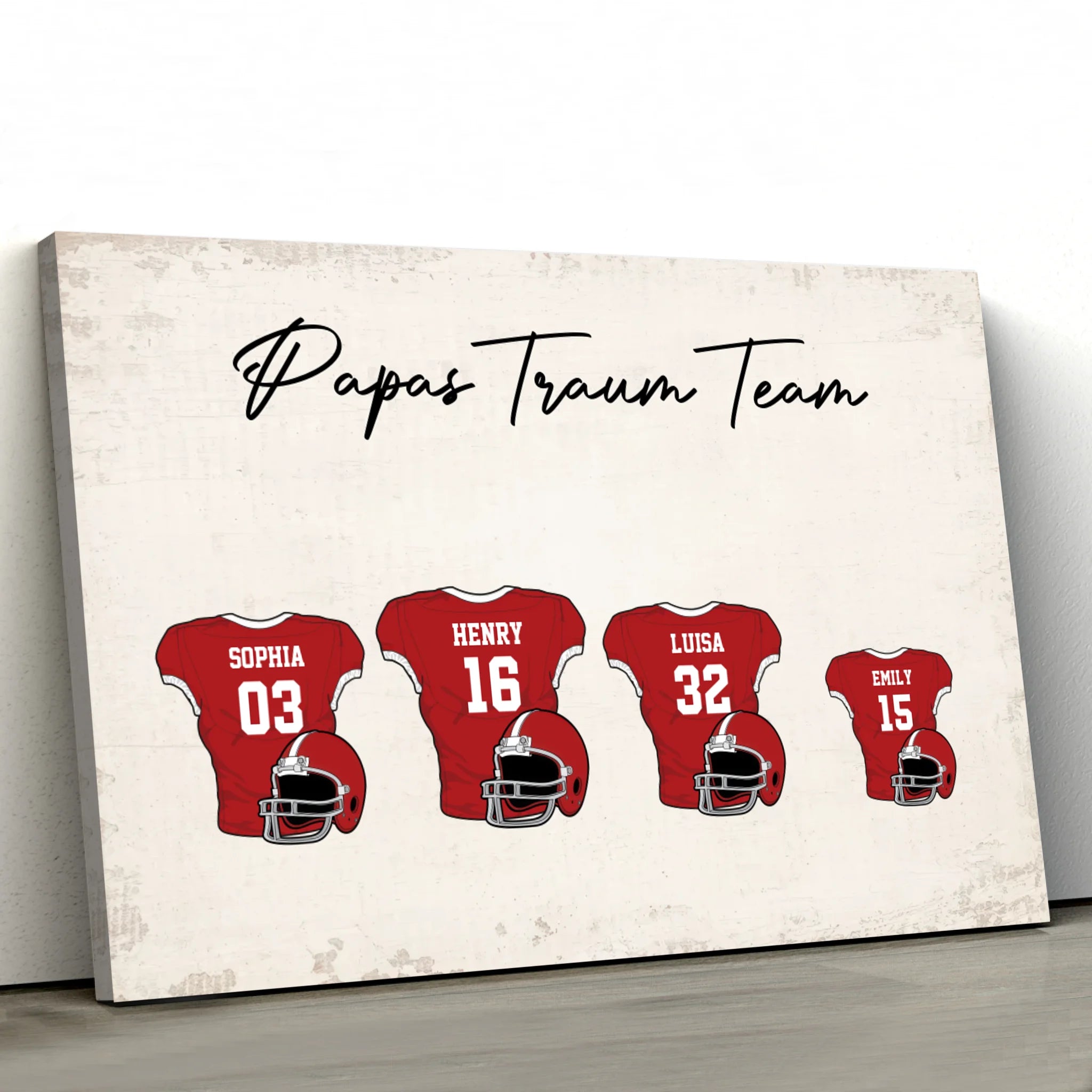 Personalisierte Leinwand "Papas American Football Team mit personalisierbarem Trikot"