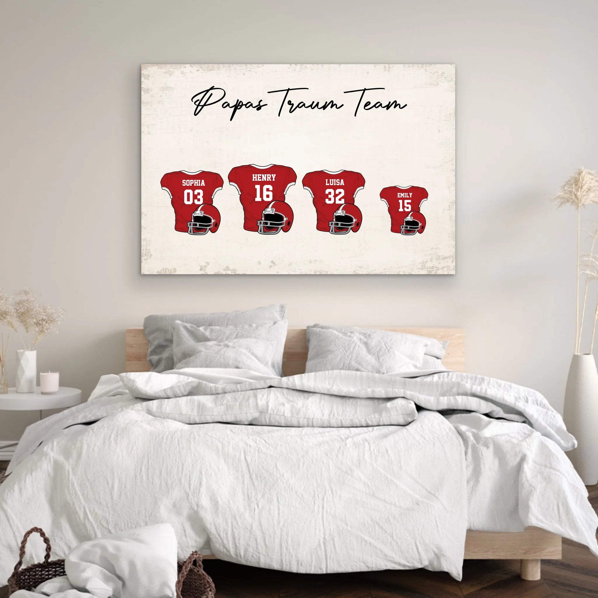 Personalisierte Leinwand "Papas American Football Team mit personalisierbarem Trikot"