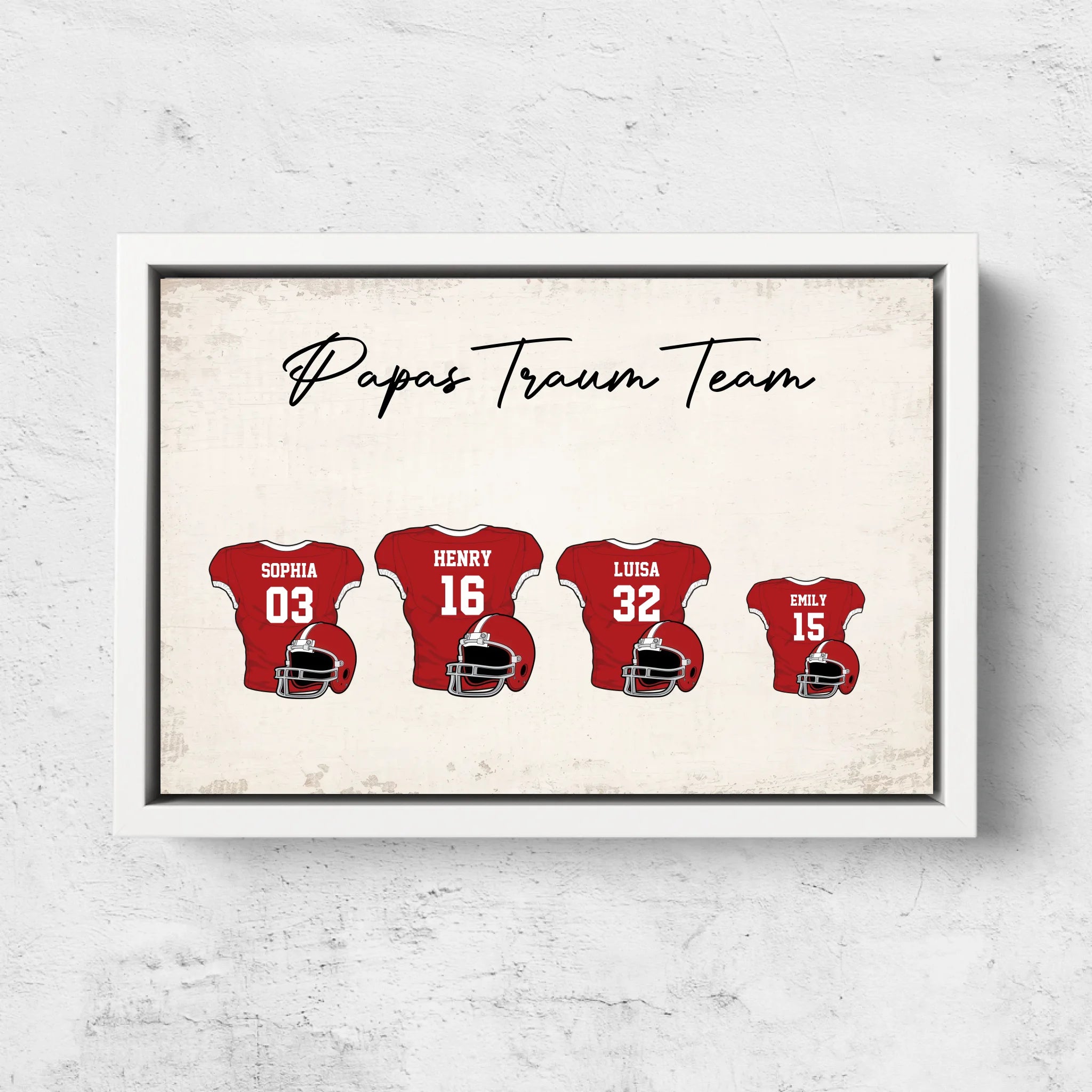 Personalisierte Leinwand "Papas American Football Team mit personalisierbarem Trikot"