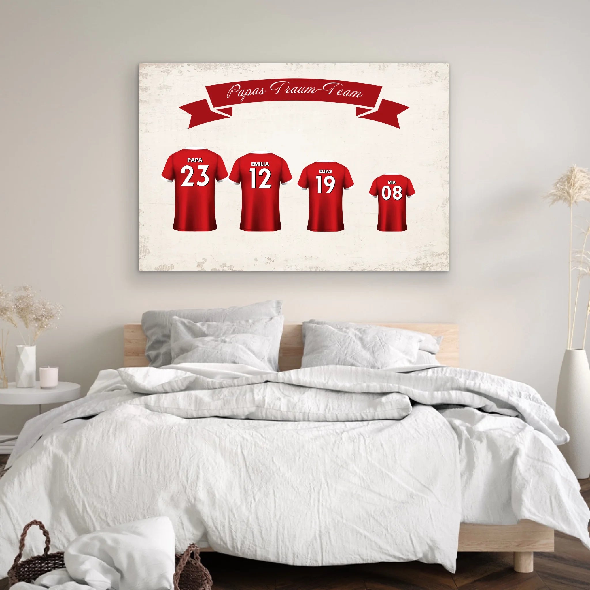 Personalisierte Leinwand "Papas Fußball Team mit personalisierbarem Trikot"