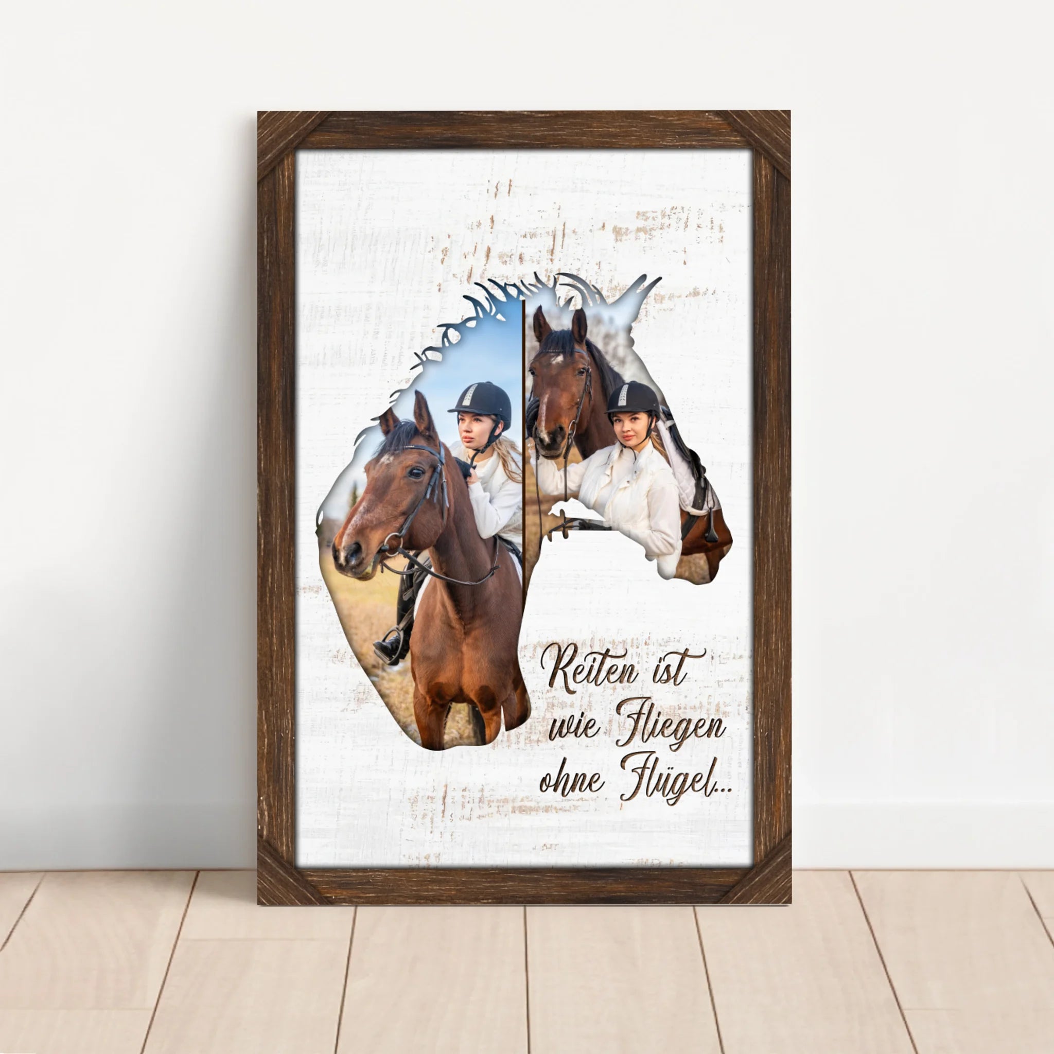 Personalisierte Leinwand "Auf einem Pferd zu reiten ist wie ohne Flügel zu fliegen"