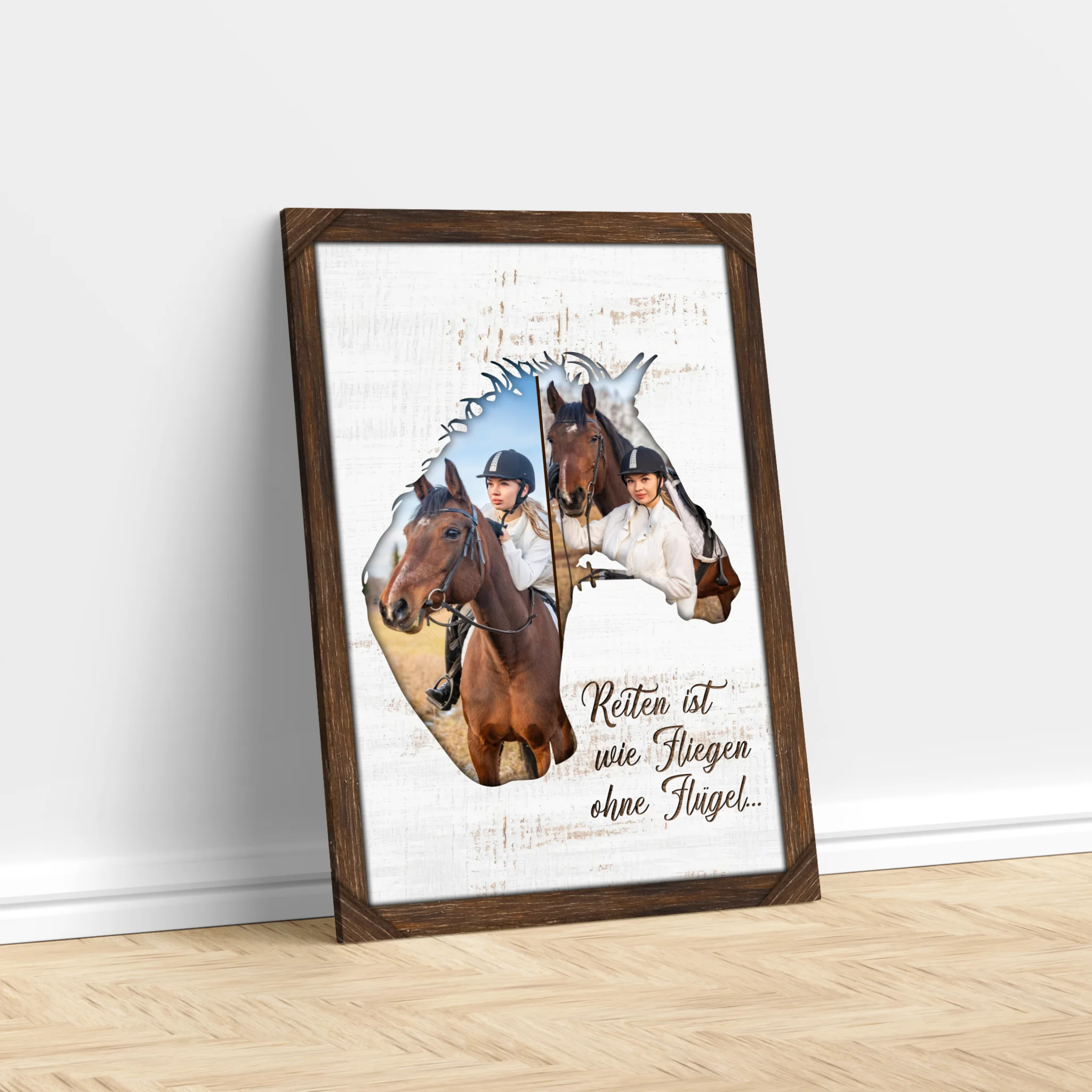 Personalisierte Leinwand "Auf einem Pferd zu reiten ist wie ohne Flügel zu fliegen"