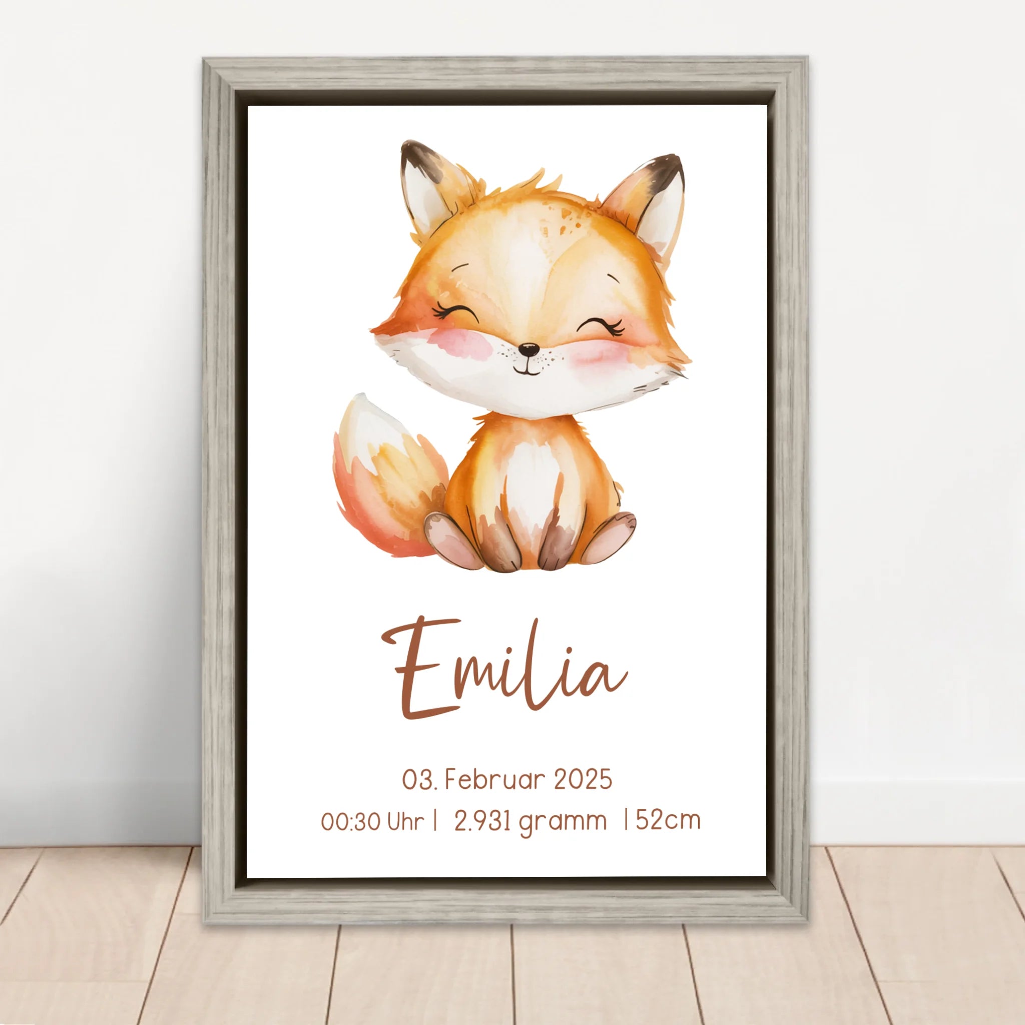 Personalisierte Leinwand – Geschenk zur Geburt mit Tiermotiv