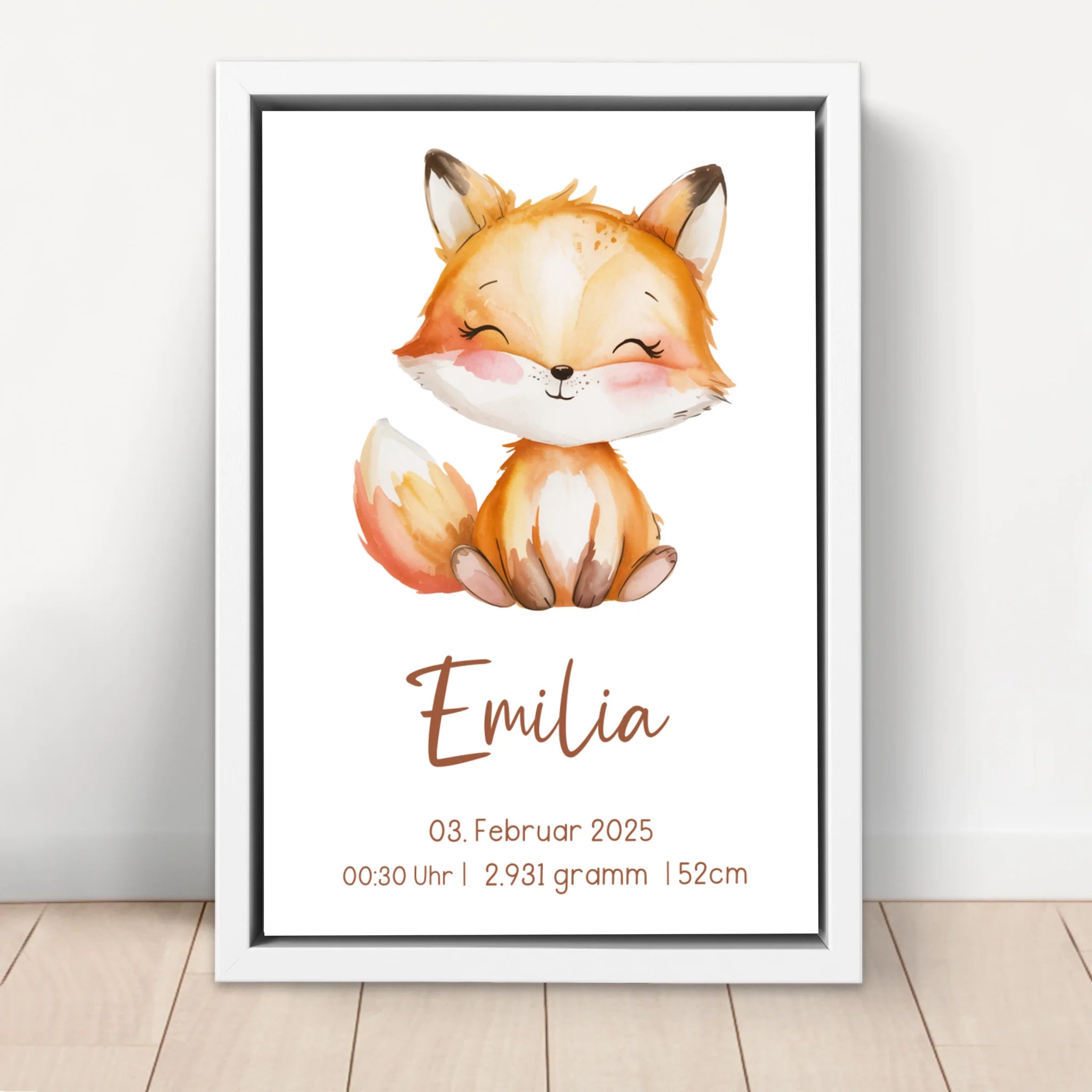 Personalisierte Leinwand – Geschenk zur Geburt mit Tiermotiv