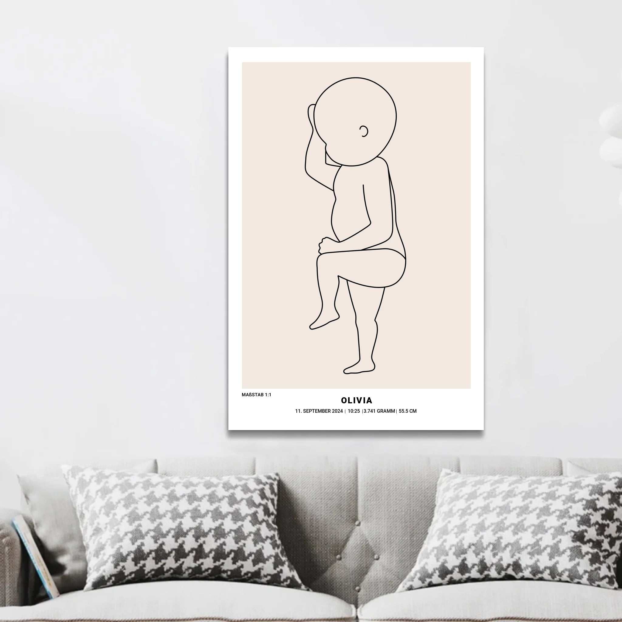 Personalisierte Leinwand – Baby-Geburts-Linienkunst