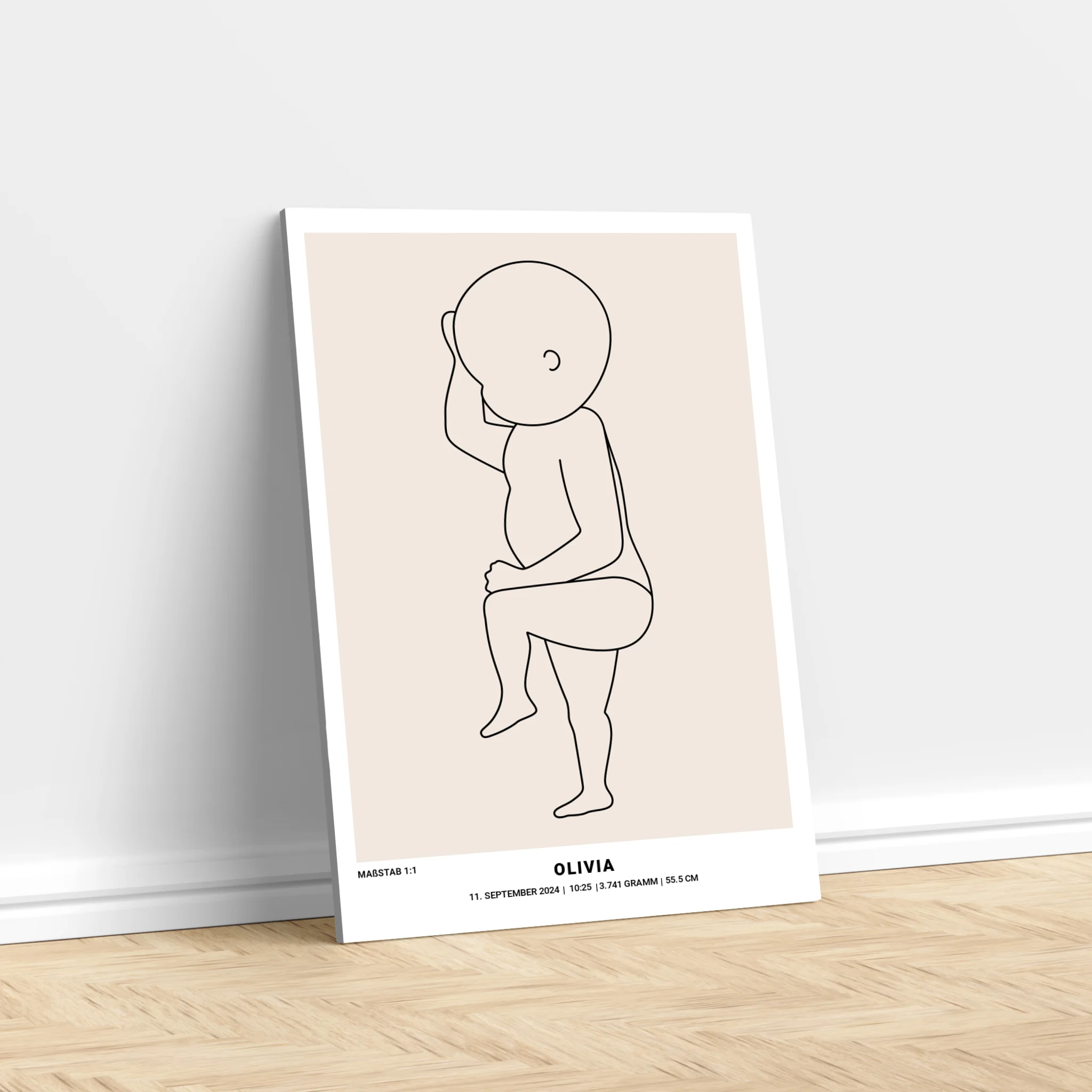 Personalisierte Leinwand – Baby-Geburts-Linienkunst