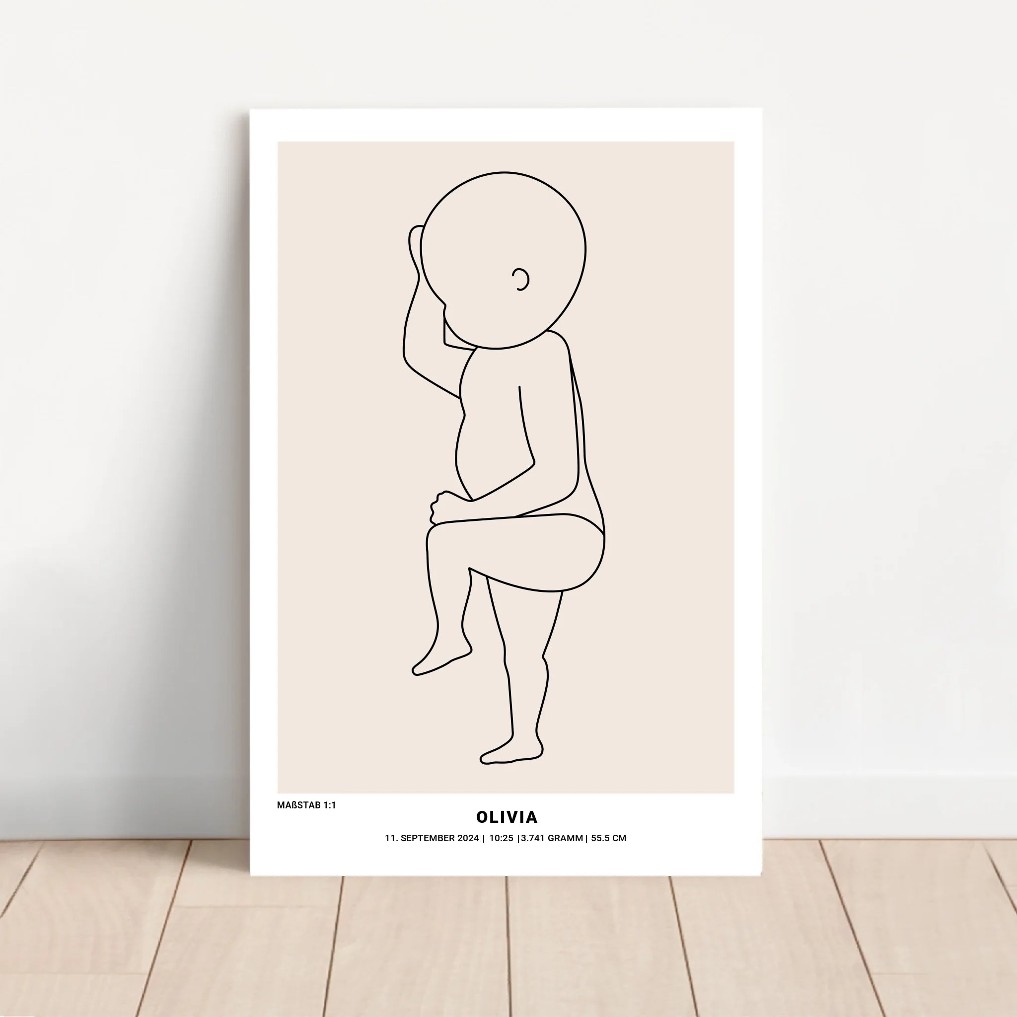 Personalisierte Leinwand – Baby-Geburts-Linienkunst
