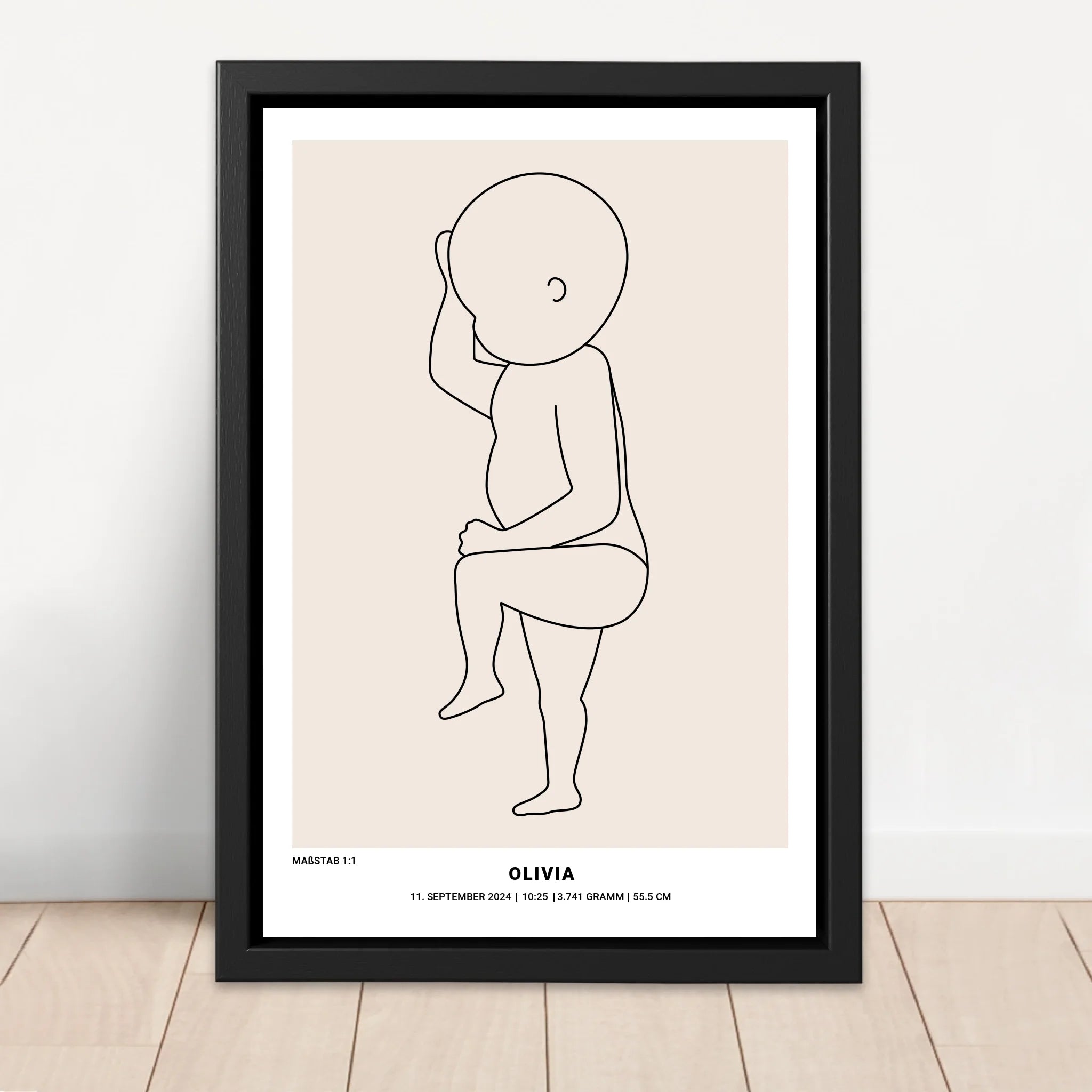 Personalisierte Leinwand – Baby-Geburts-Linienkunst