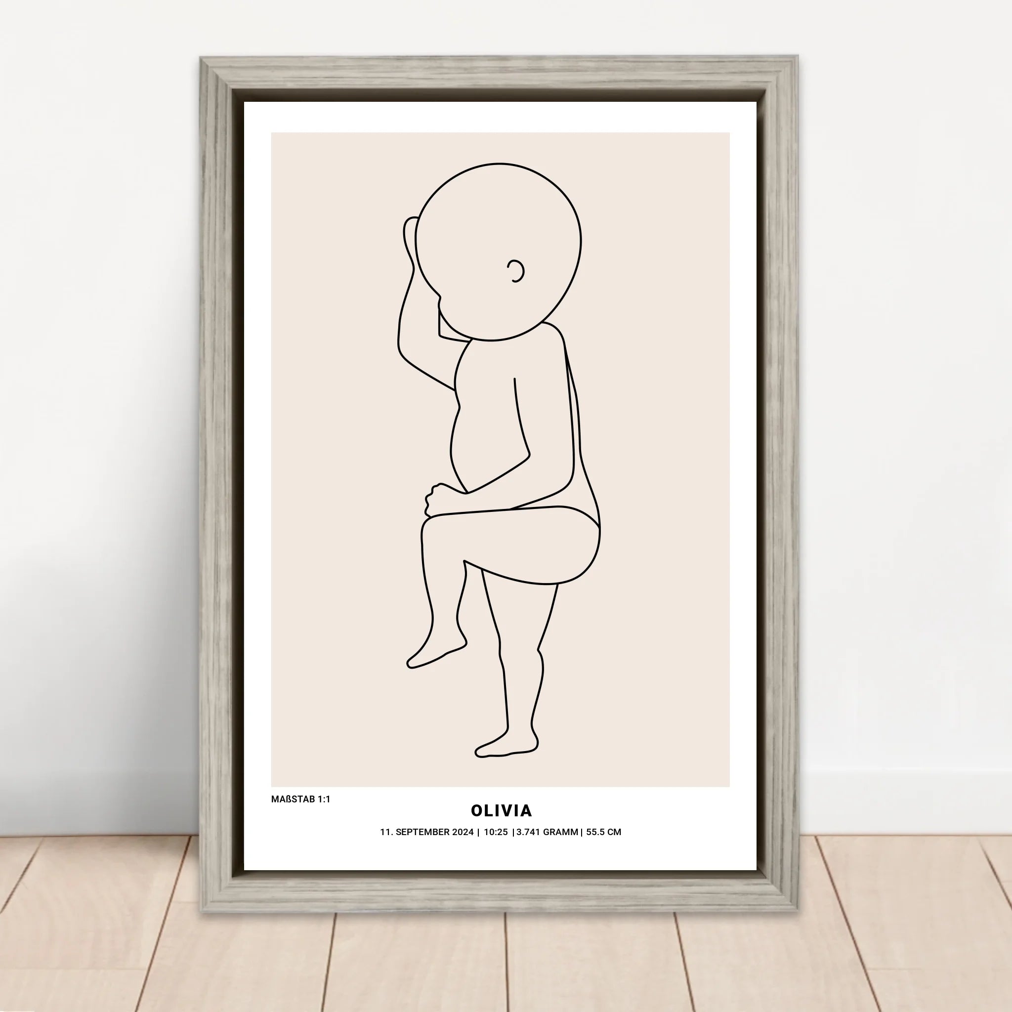 Personalisierte Leinwand – Baby-Geburts-Linienkunst