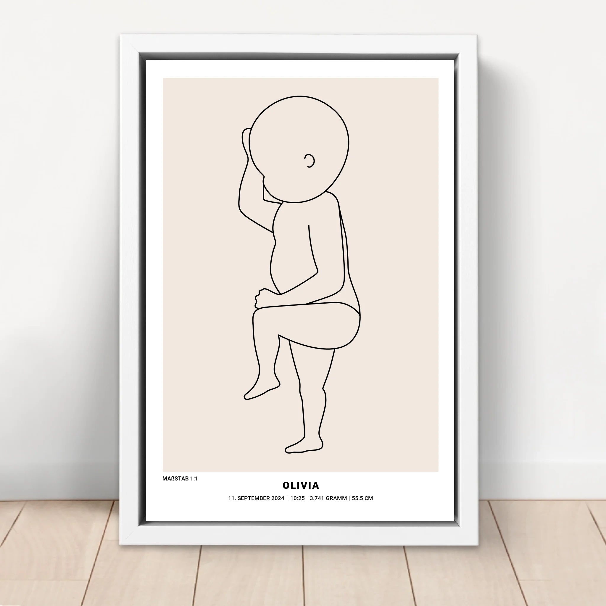 Personalisierte Leinwand – Baby-Geburts-Linienkunst