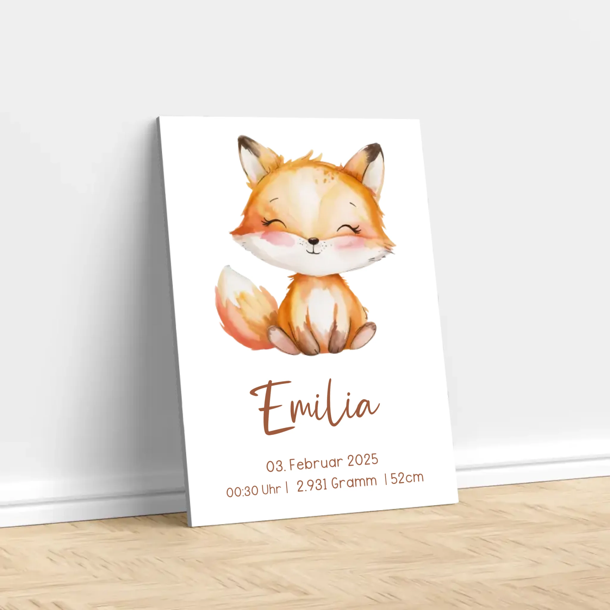 Personalisierte Leinwand – Geschenk zur Geburt mit Tiermotiv