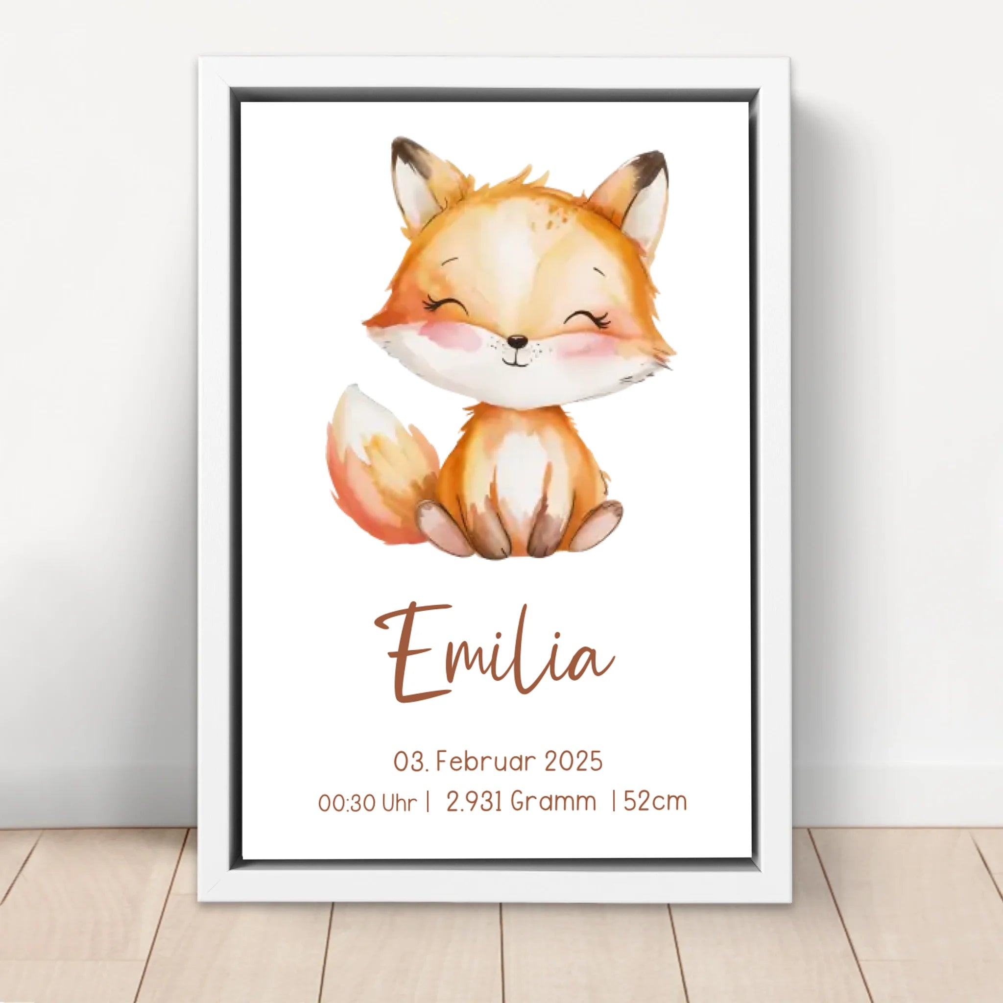 Personalisierte Leinwand – Geschenk zur Geburt mit Tiermotiv