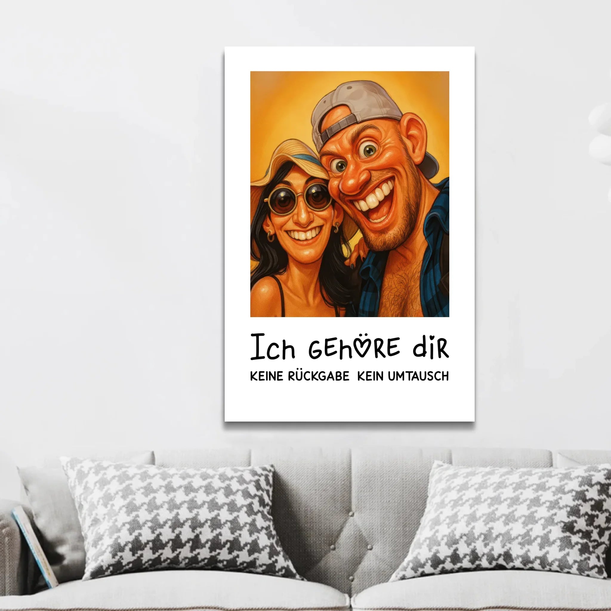 Personalisierte Leinwand – Lustiges Paar-Karikaturfoto