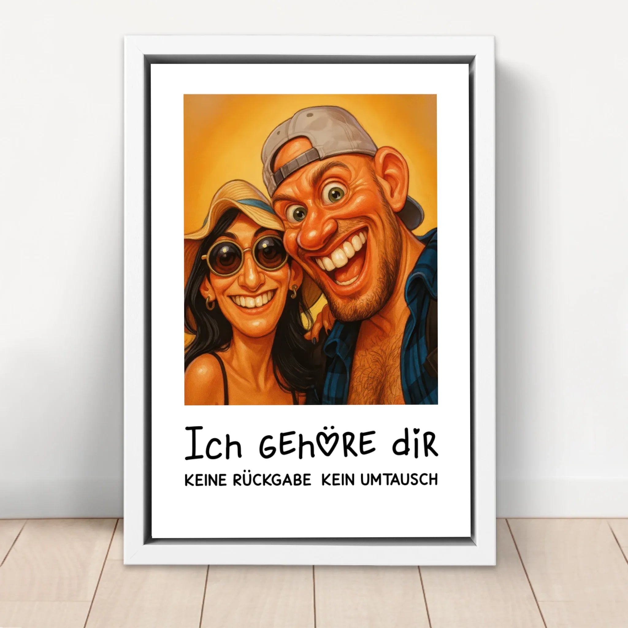 Personalisierte Leinwand – Lustiges Paar-Karikaturfoto