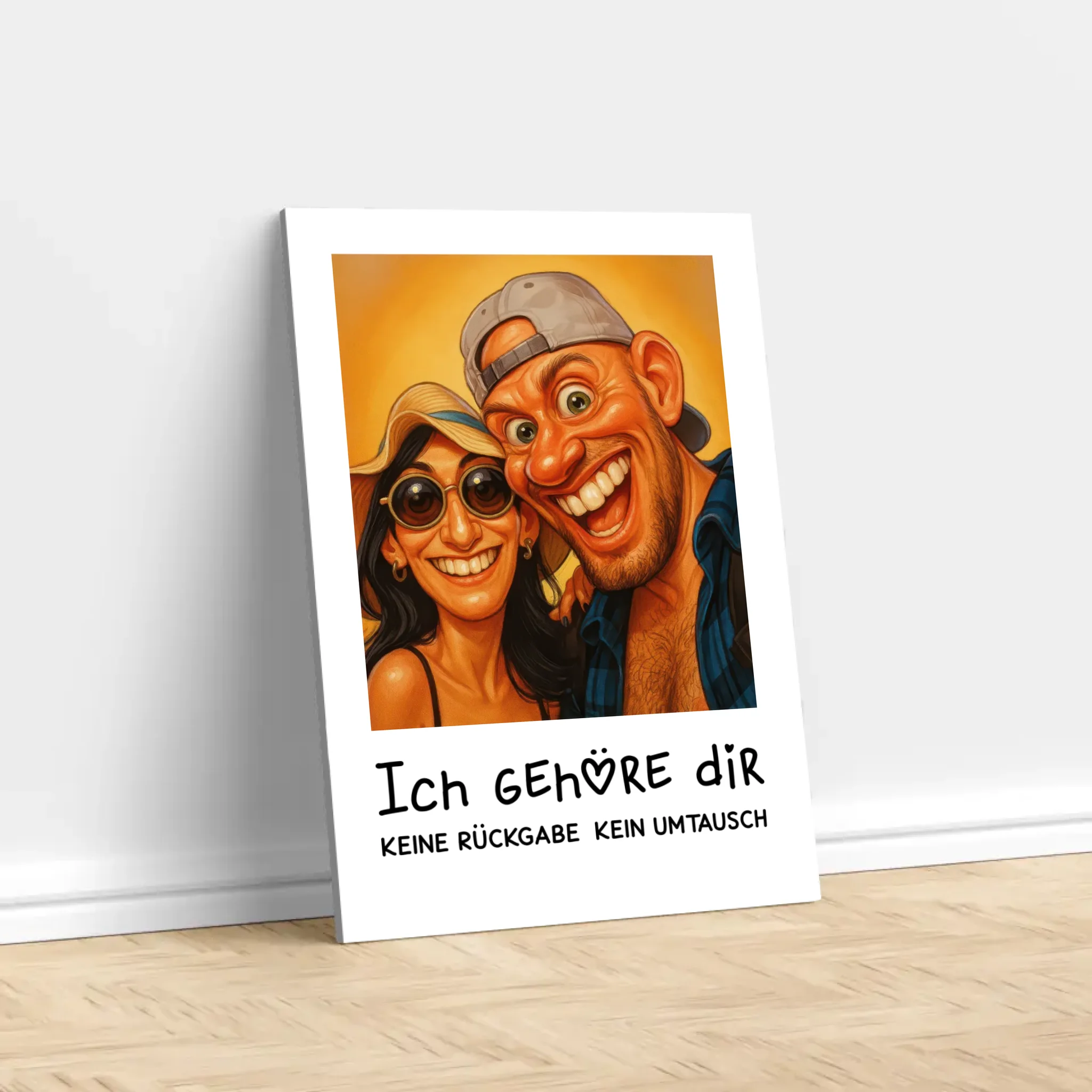 Personalisierte Leinwand – Lustiges Paar-Karikaturfoto