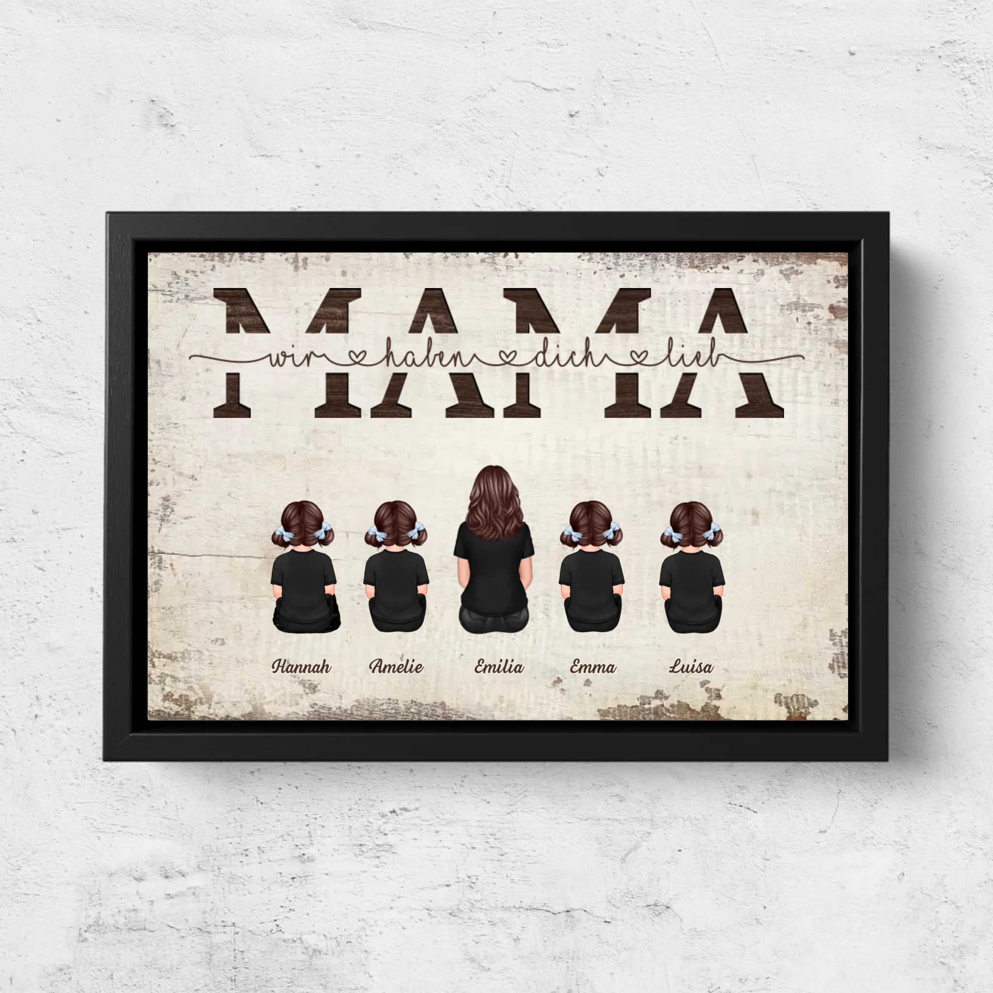 Personalisierte Leinwand "Mama, wir haben dich lieb - Mit Familienmitgliedern"