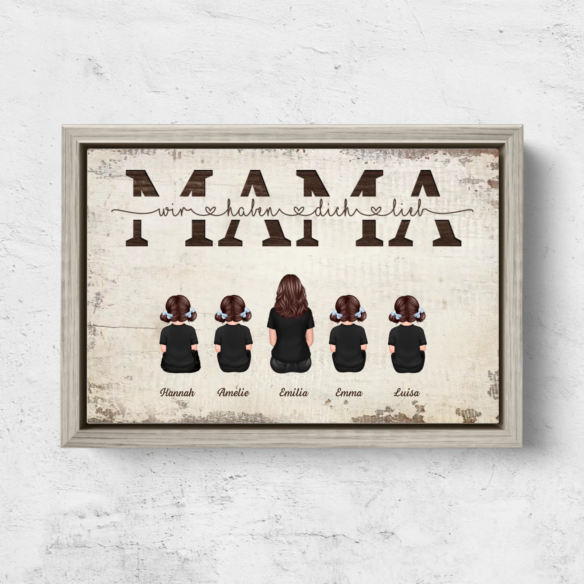 Personalisierte Leinwand "Mama, wir haben dich lieb - Mit Familienmitgliedern"