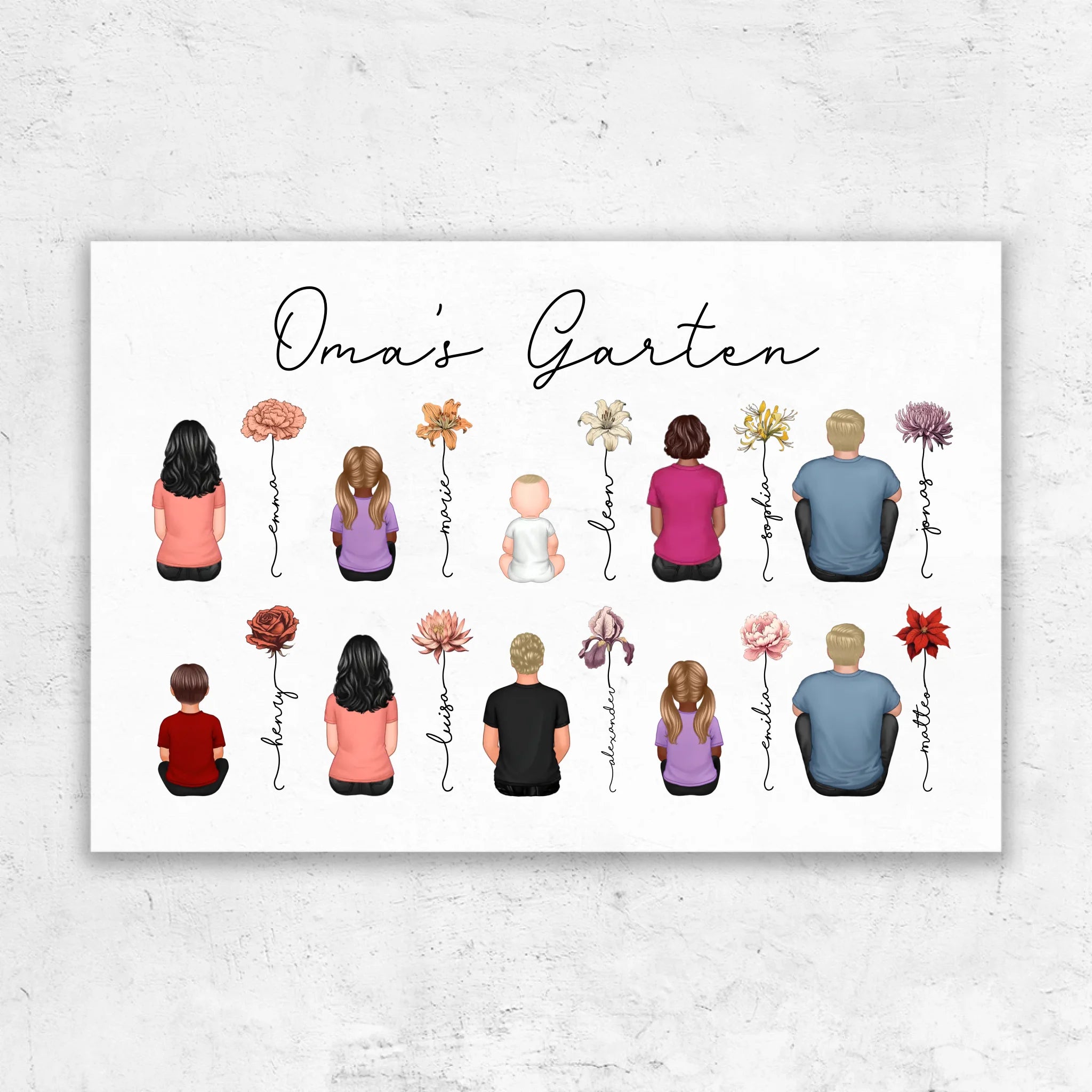 Personalisierte Leinwand – Vintage-Geburtsmonatsblumen-Garten