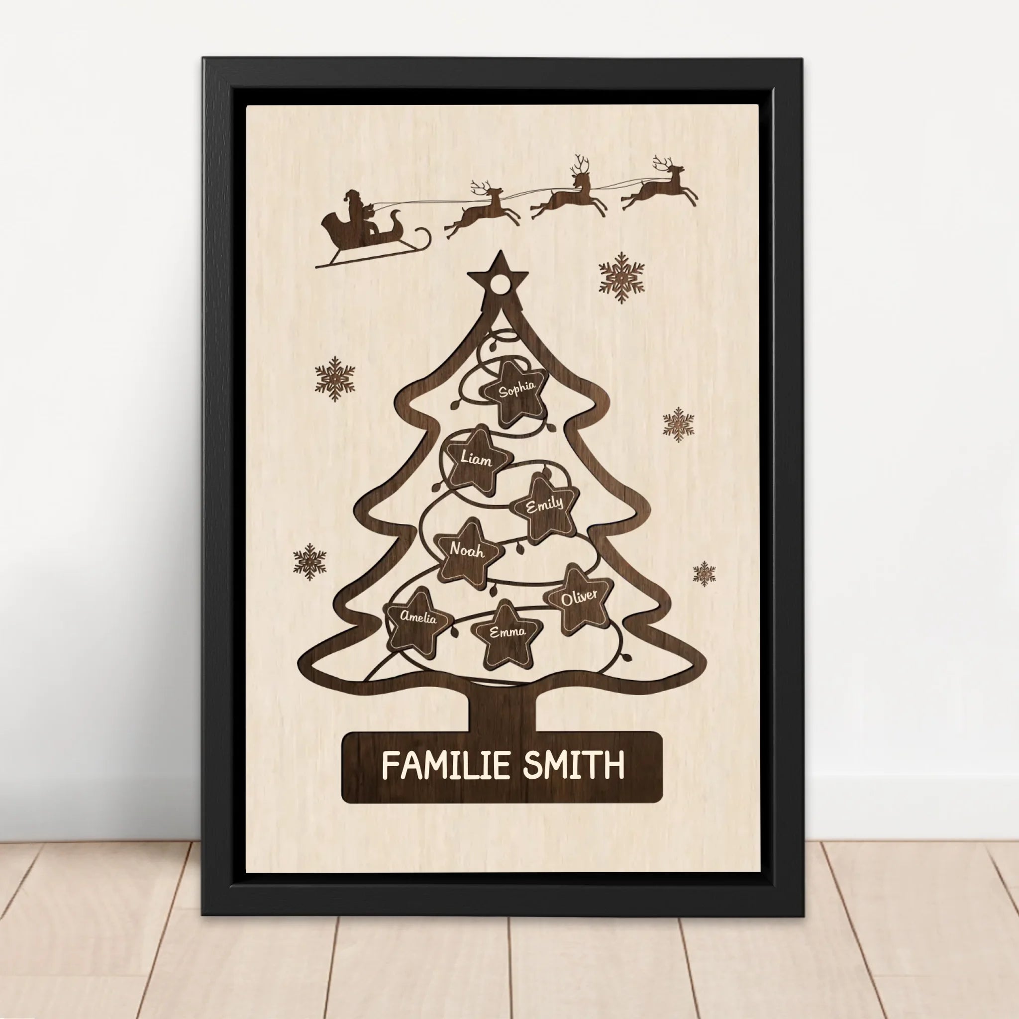 Personalisierte Leinwand – Familien-Weihnachtsbaum