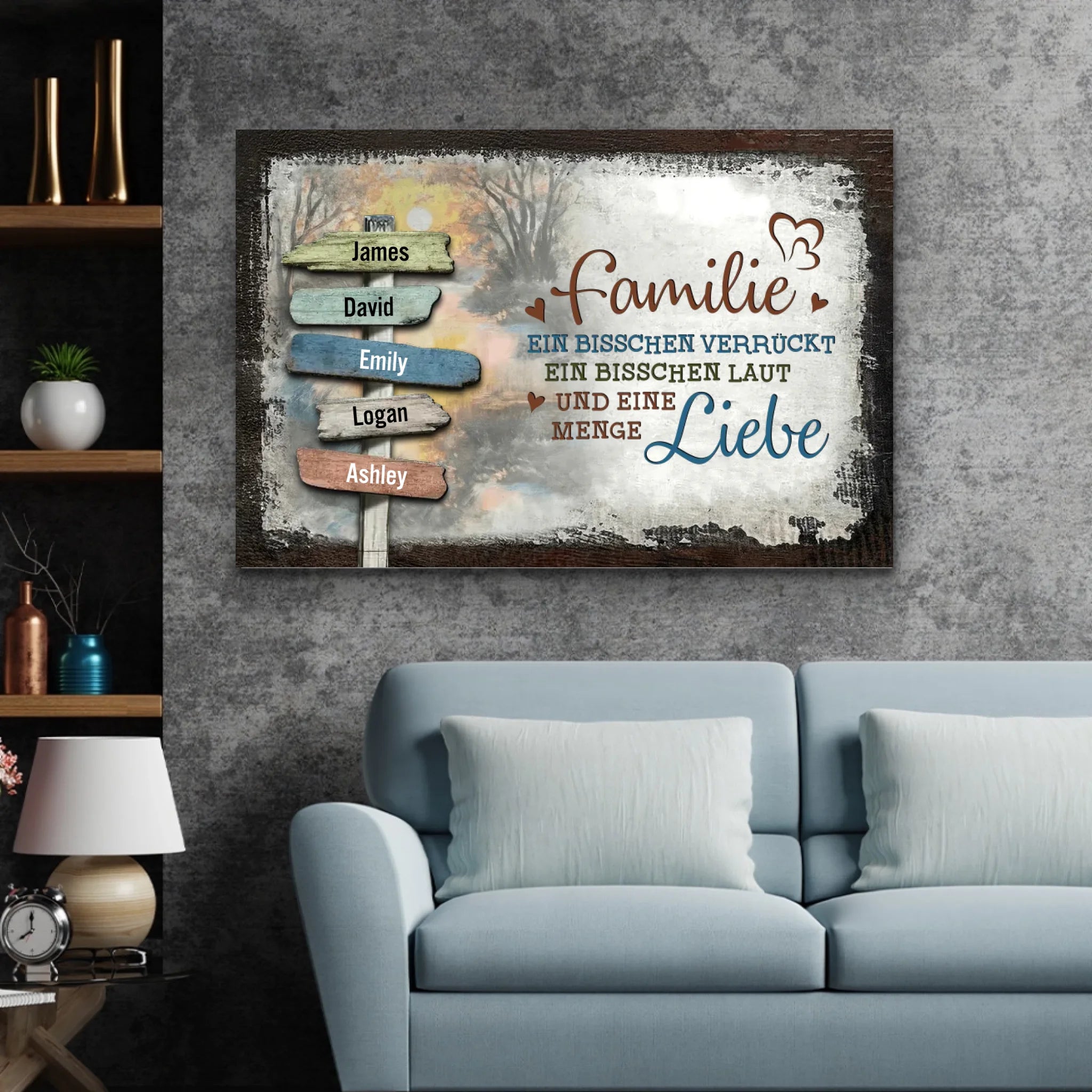 Personalisierte Leinwand – Vintage Sonnenuntergang Familie