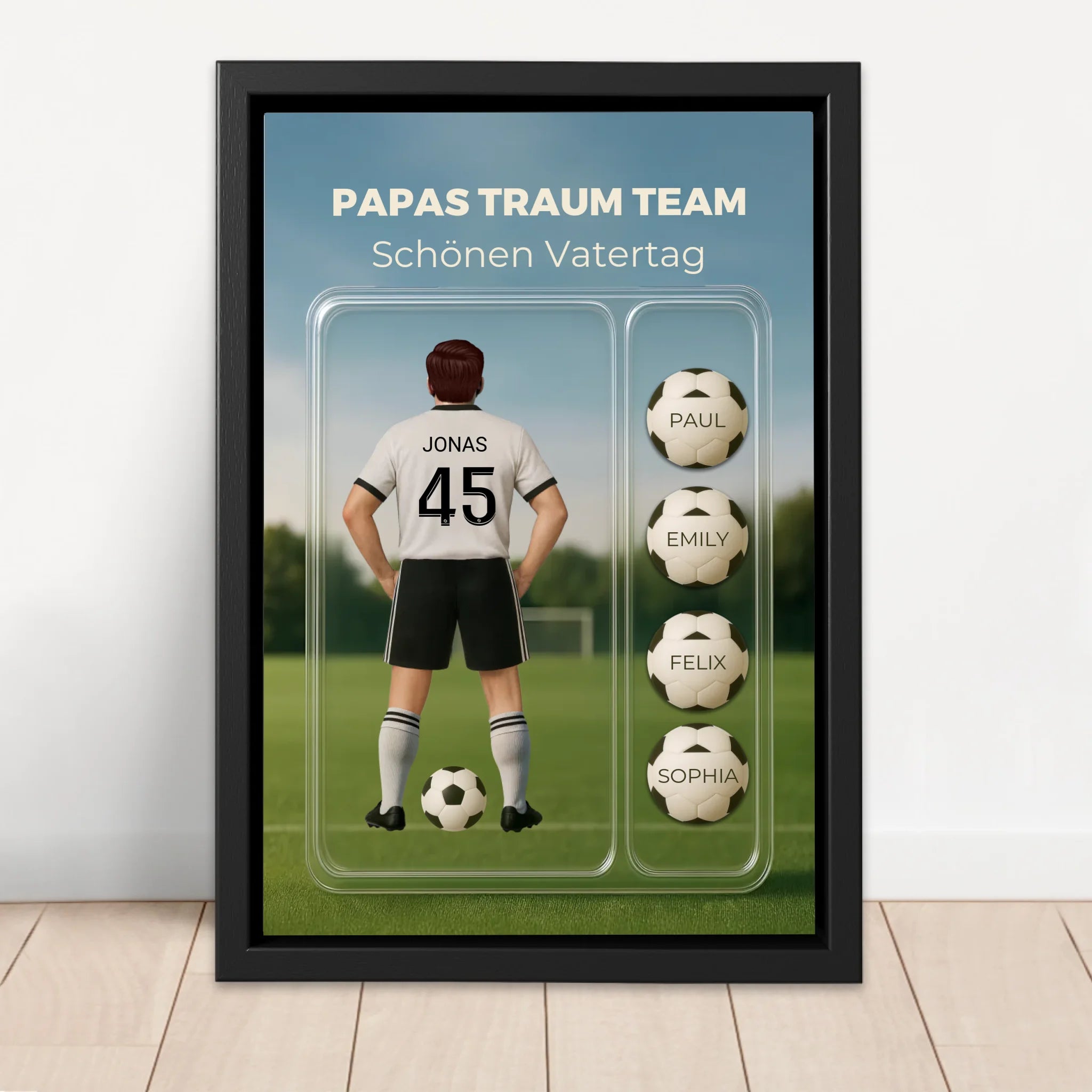 Personalisierte Leinwand "Papas Traum-Team Fußball - Personalisierbare Spielzeugfigur"
