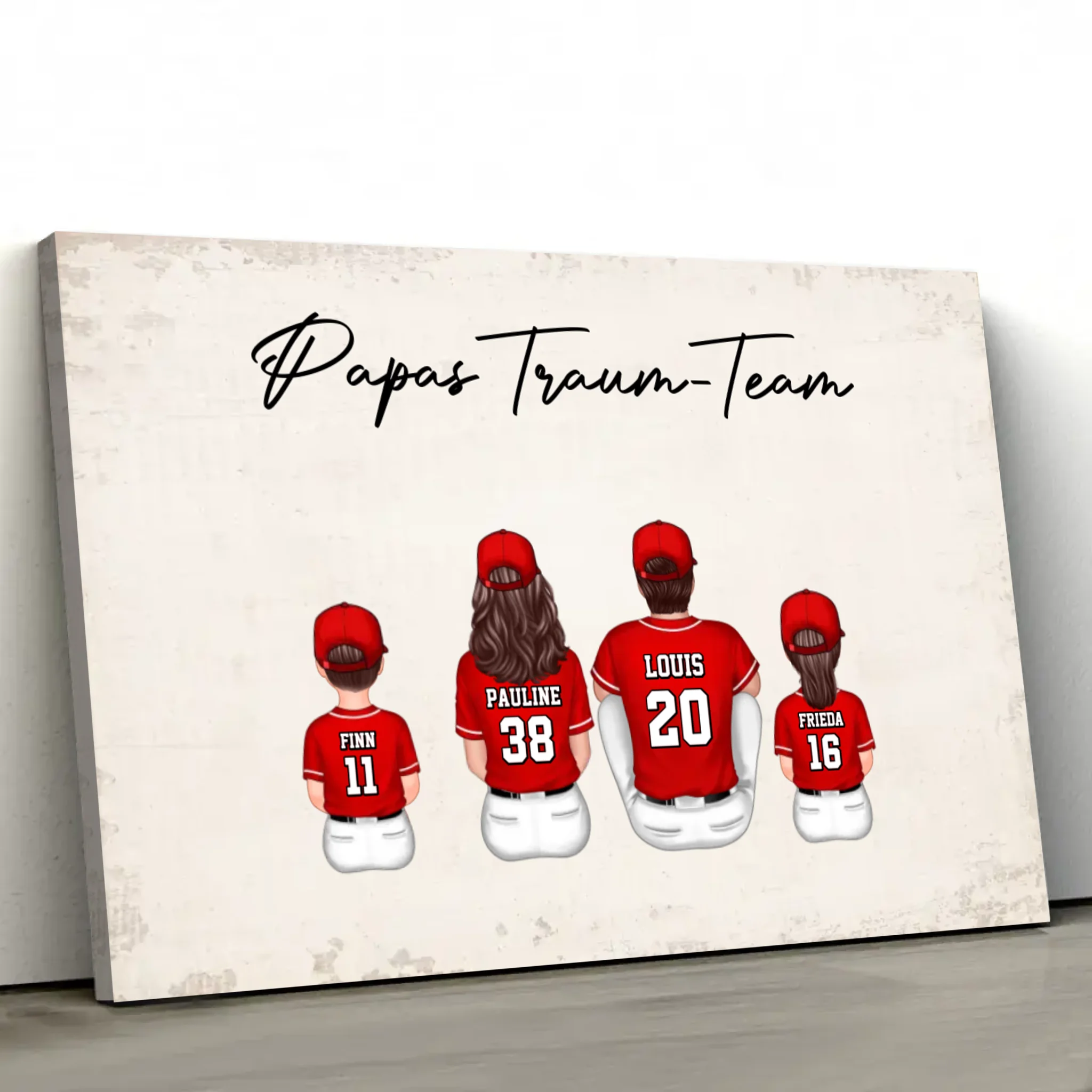 Personalisierte Leinwand "Papas Traum-Team - Baseball"