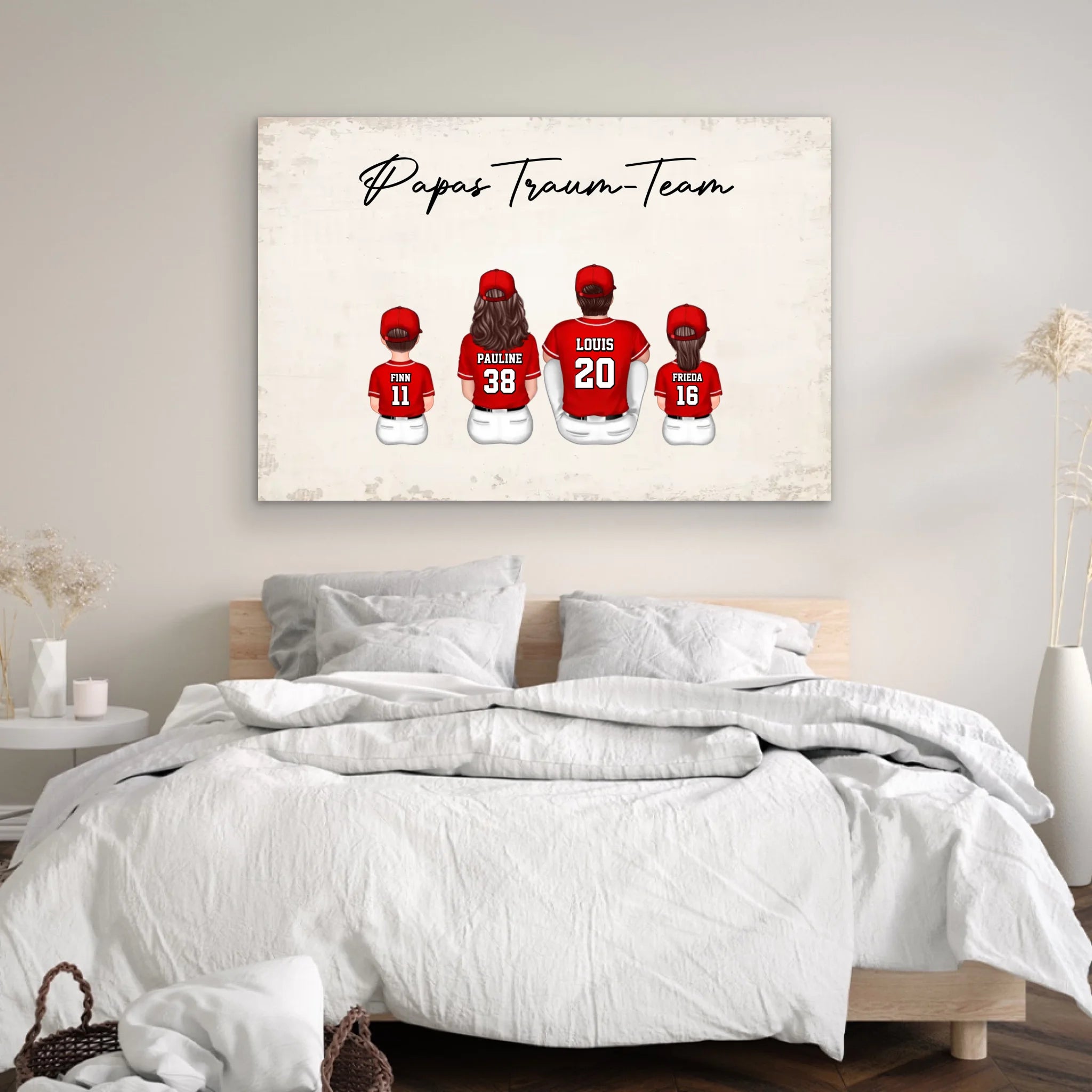 Personalisierte Leinwand "Papas Traum-Team - Baseball"