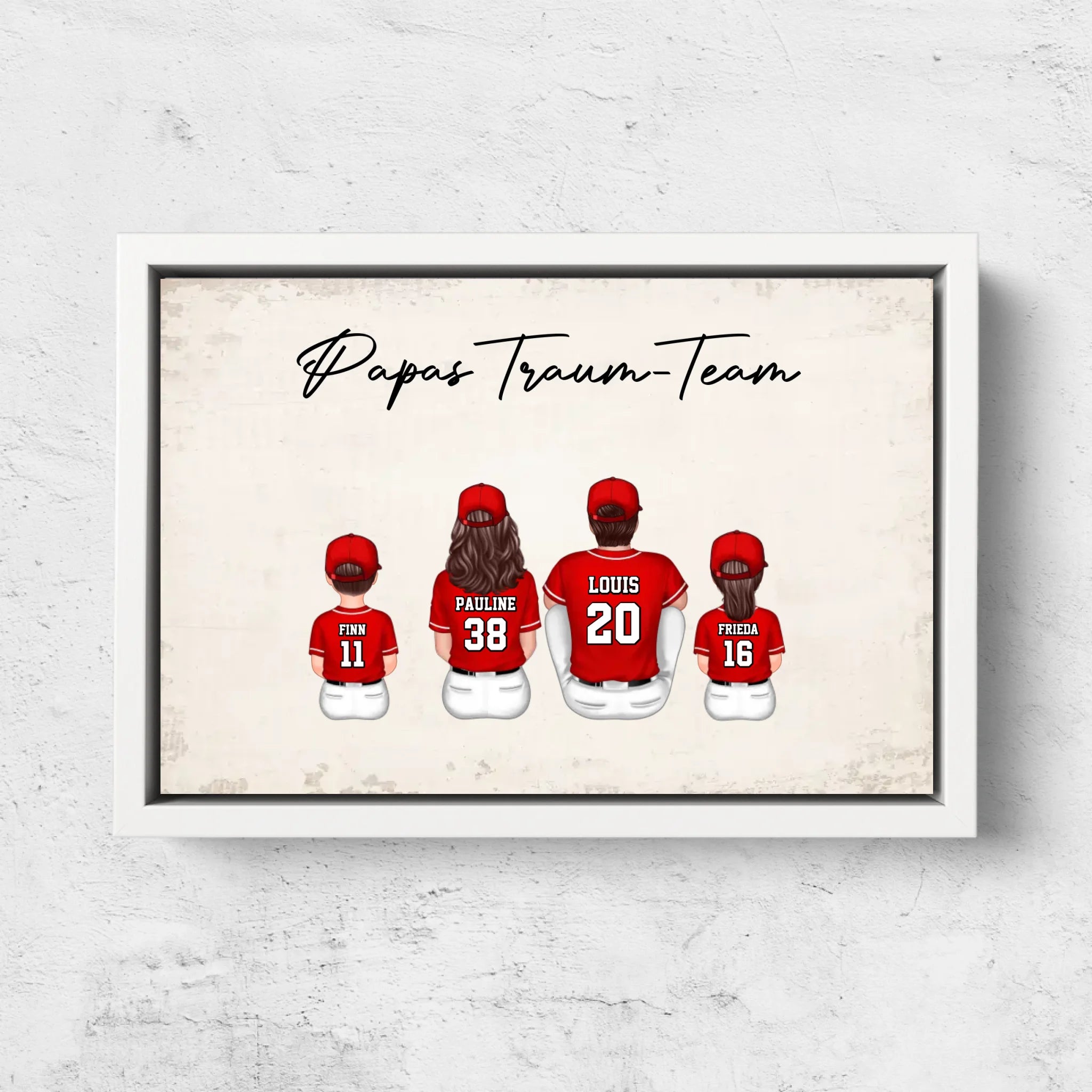 Personalisierte Leinwand "Papas Traum-Team - Baseball"