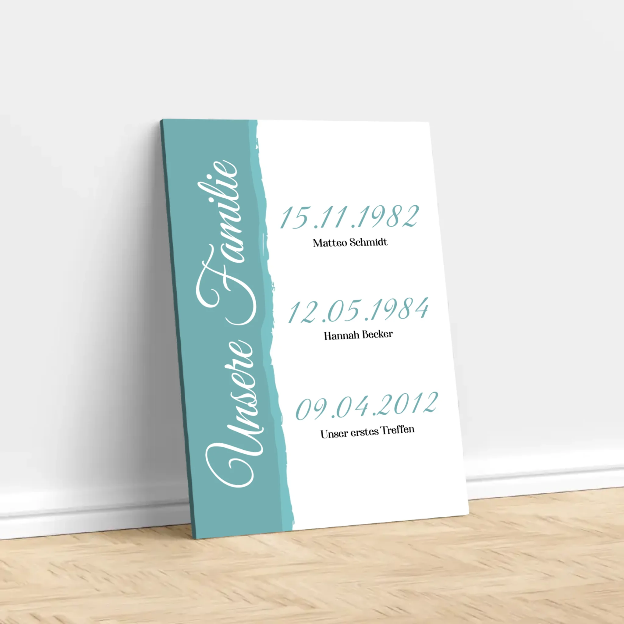 Personalisierte Leinwand "Unsere Familie - Ereignisse mit Datum"