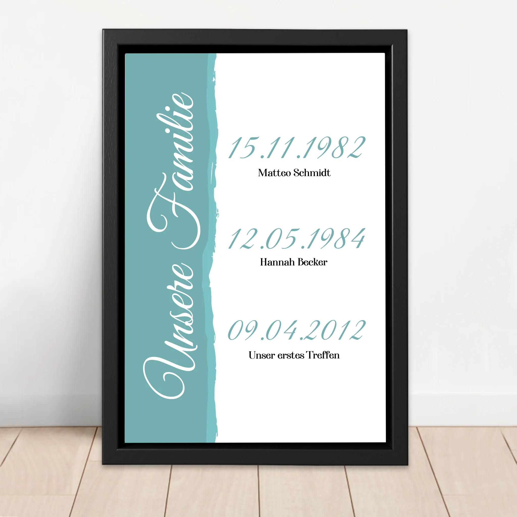 Personalisierte Leinwand "Unsere Familie - Ereignisse mit Datum"